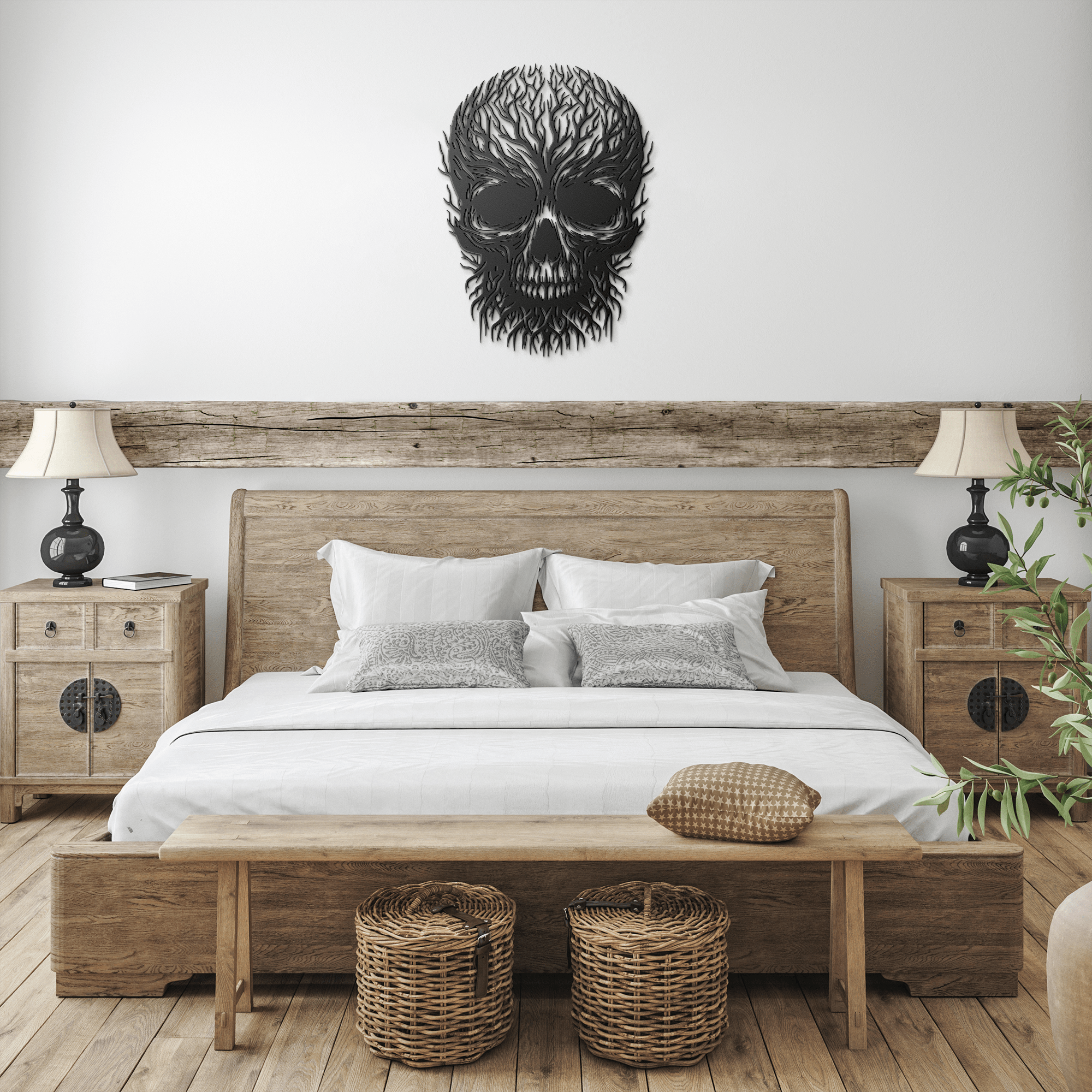 Branches of Skull Metal Sign - Cool Metal Signs