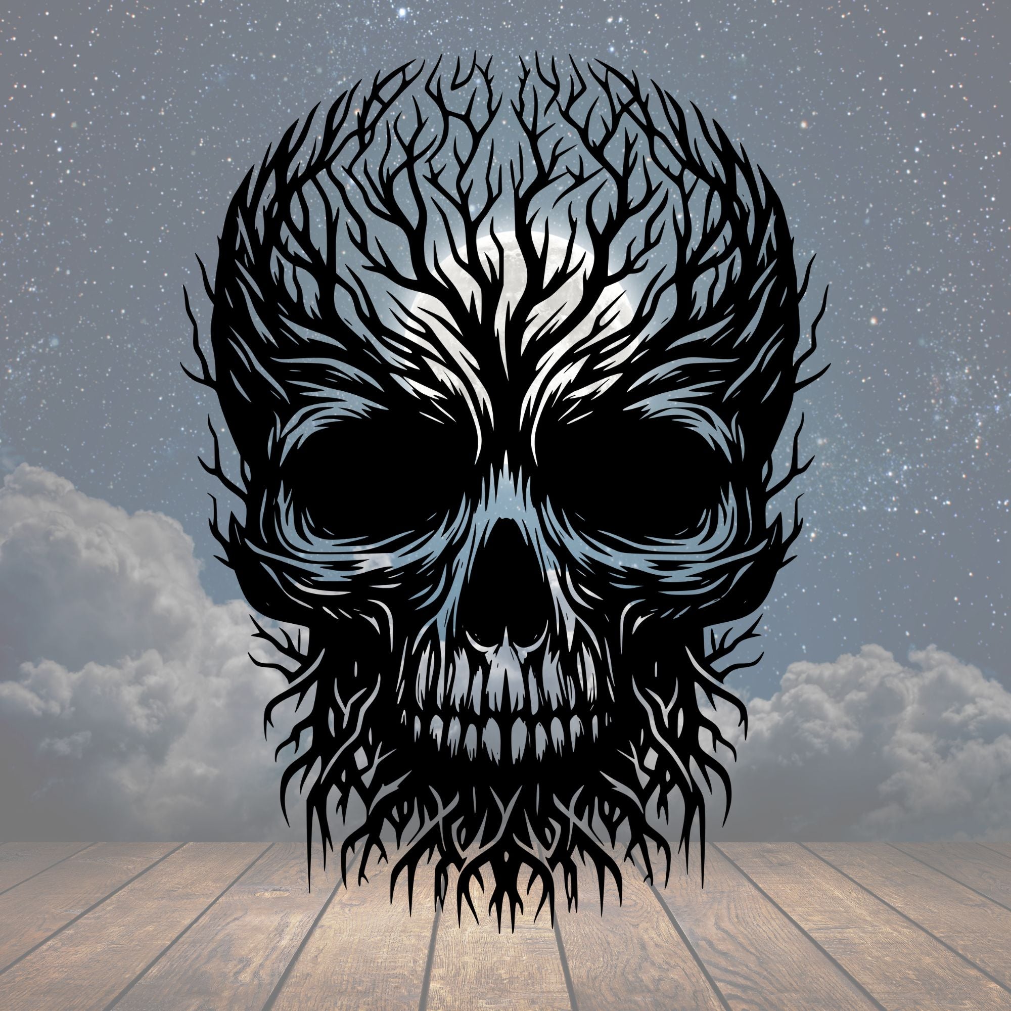 Branches of Skull Metal Sign - Cool Metal Signs