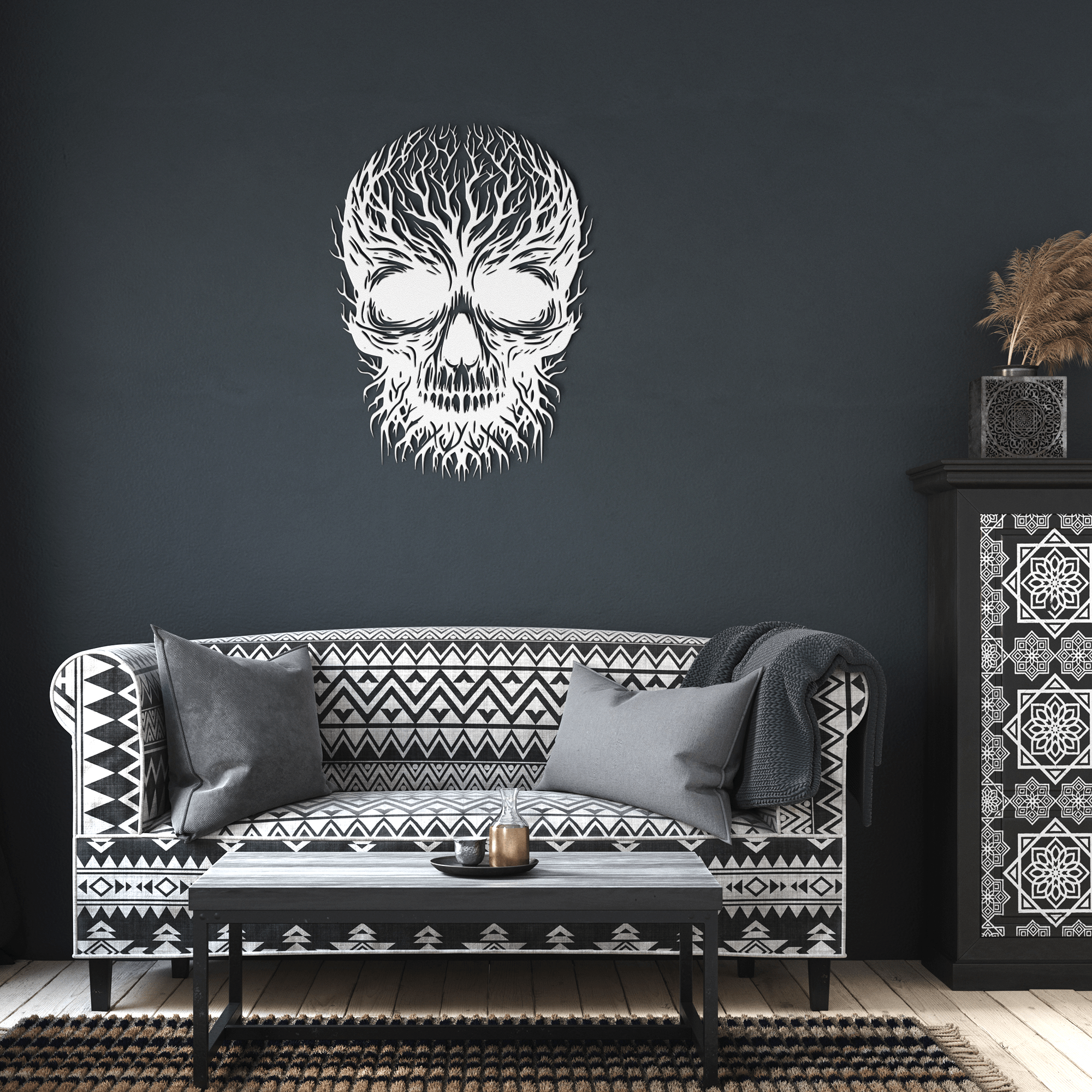 Branches of Skull Metal Sign - Cool Metal Signs