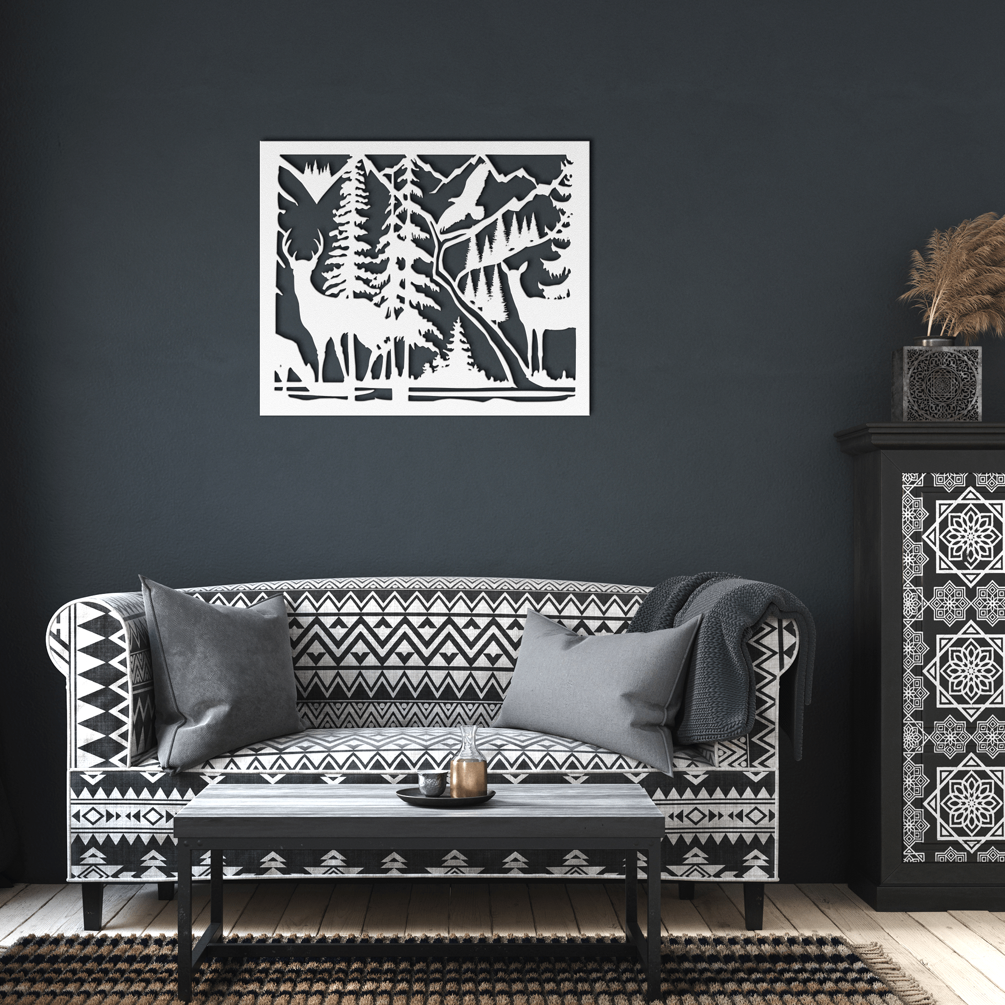 Deer Mountain Scene Metal Sign - Cool Metal Signs