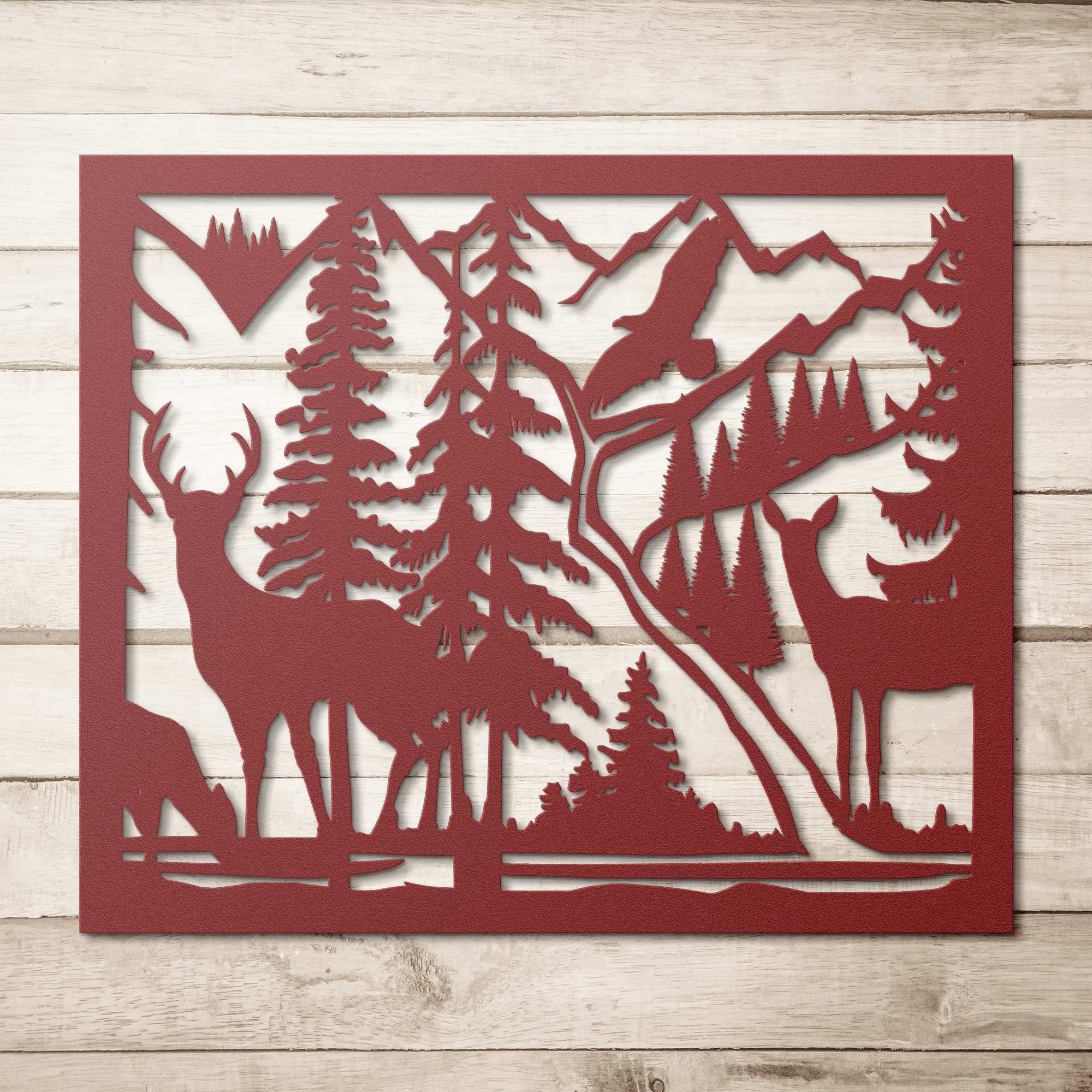 Deer Mountain Scene Metal Sign - Cool Metal Signs