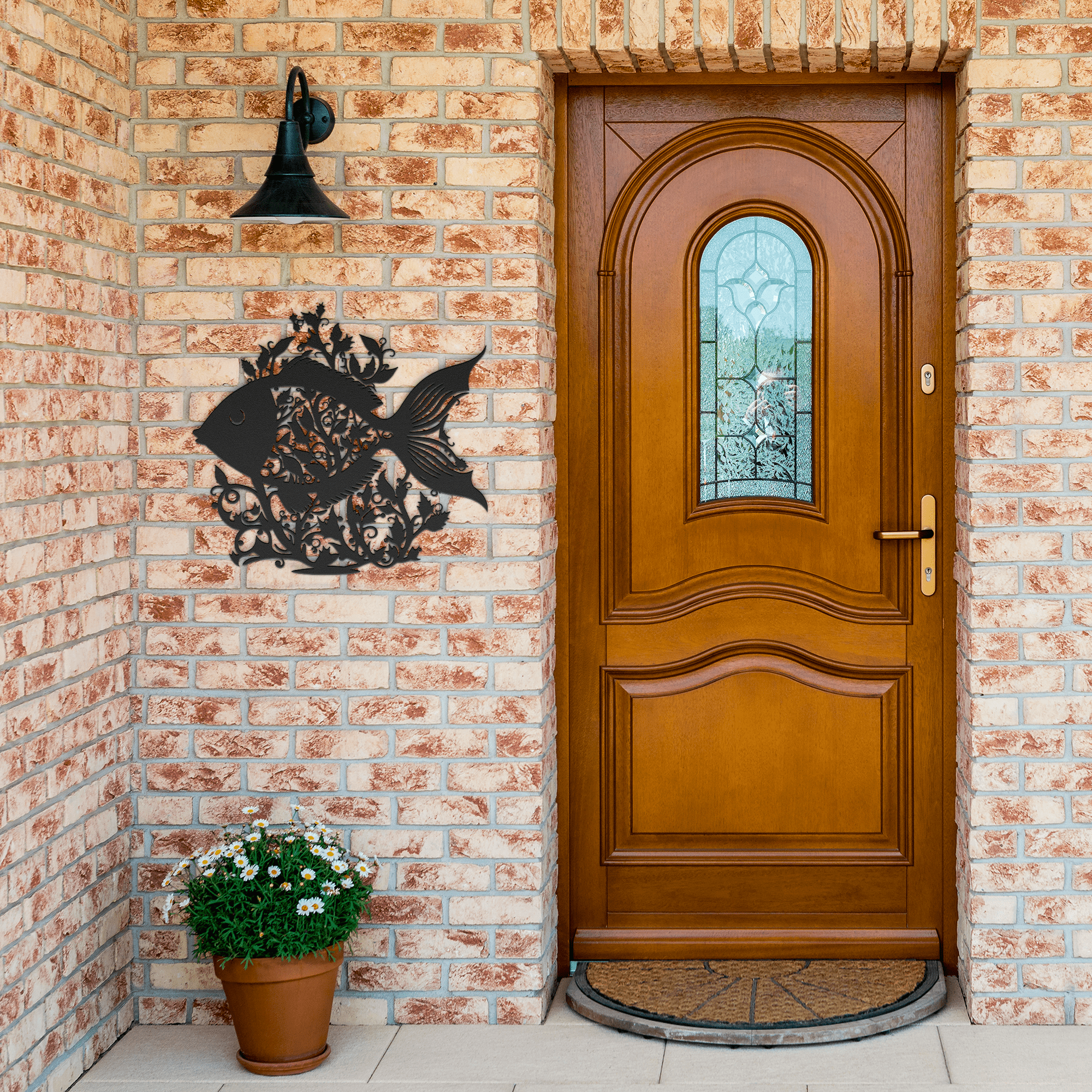 Fish in Floral Metal Sign - Cool Metal Signs