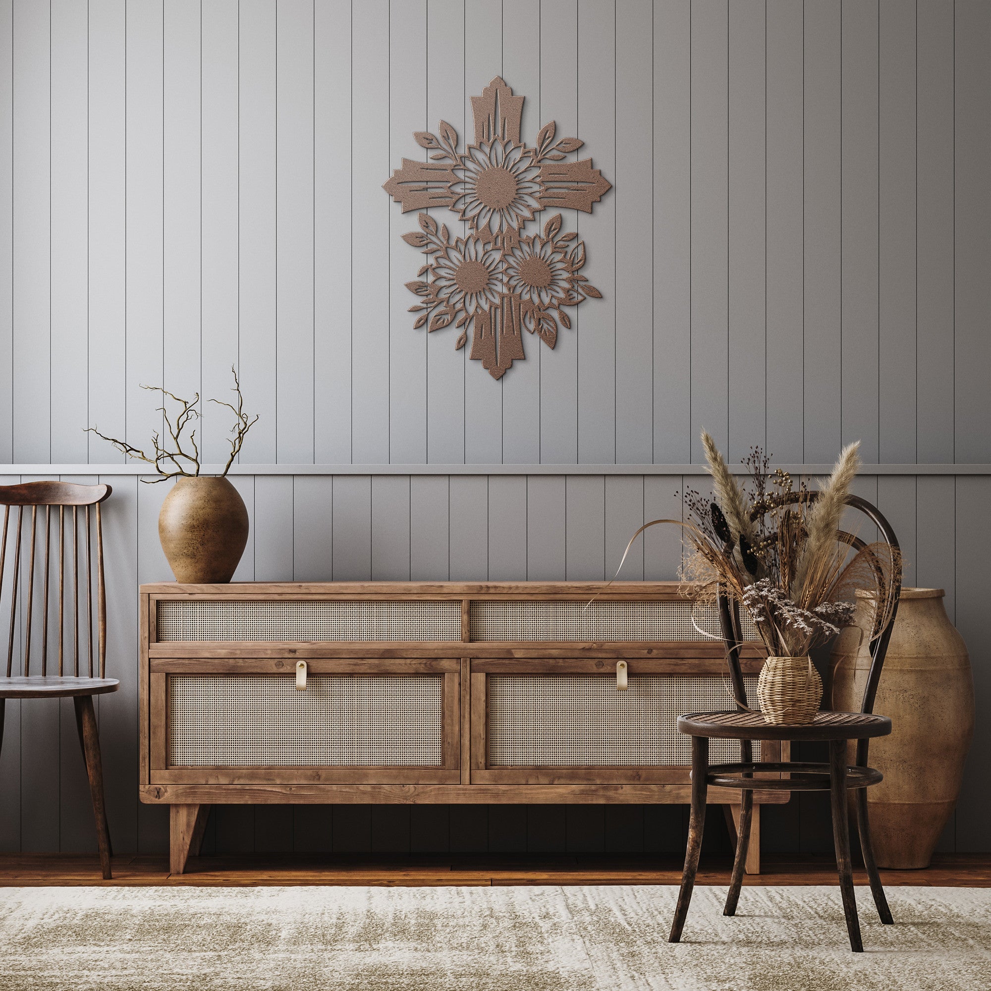 Floral Cross Sign - Cool Metal Signs