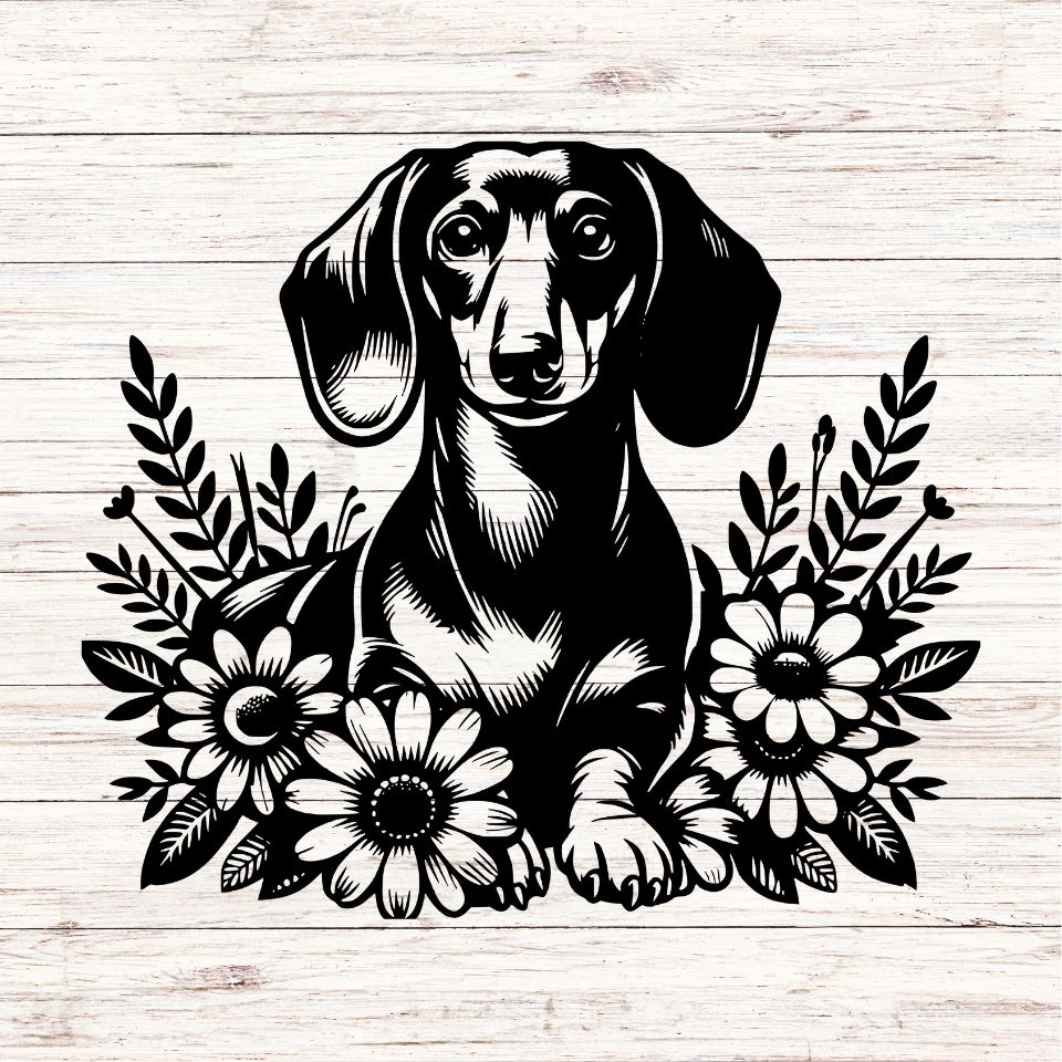 Floral Dachshund - Cool Metal Signs