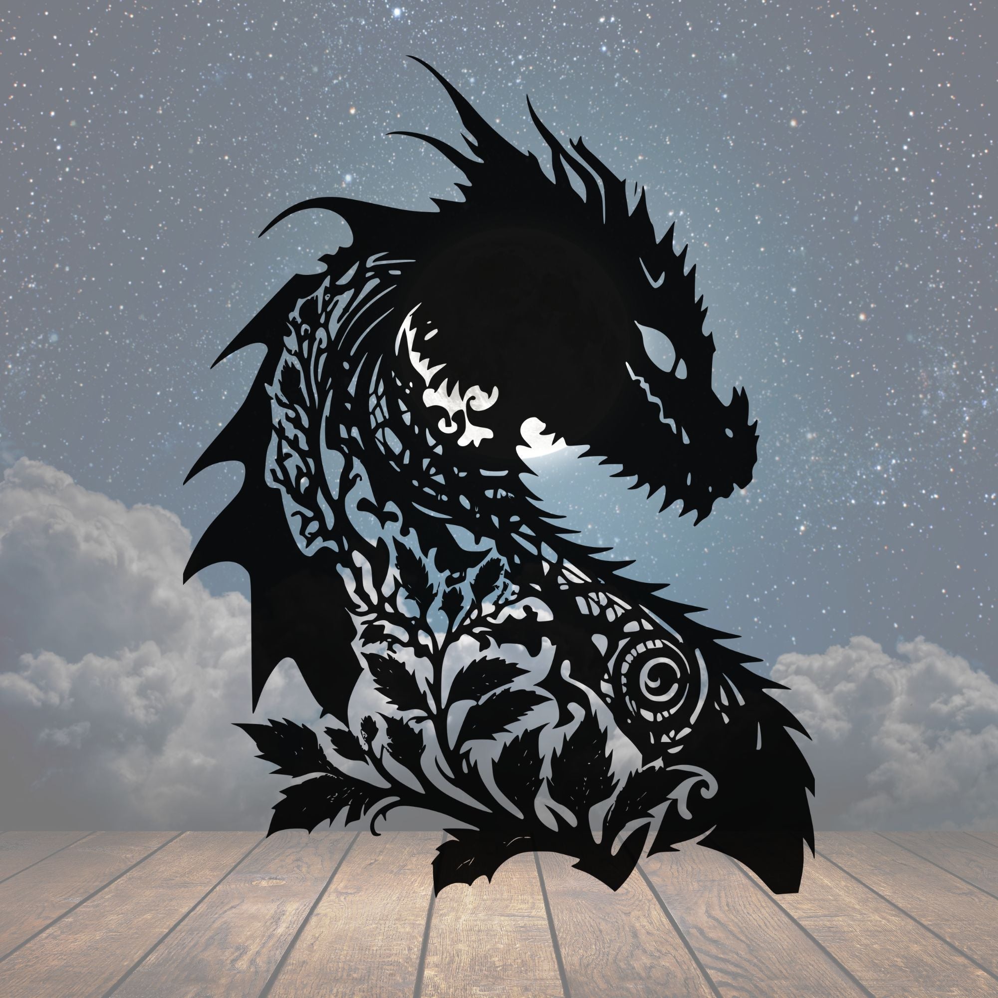 Floral Dragon Metal Sign - Cool Metal Signs