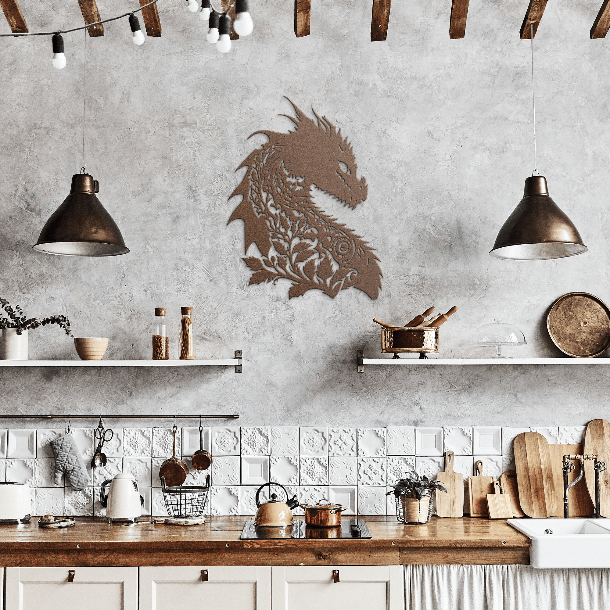 Floral Dragon Metal Sign - Cool Metal Signs