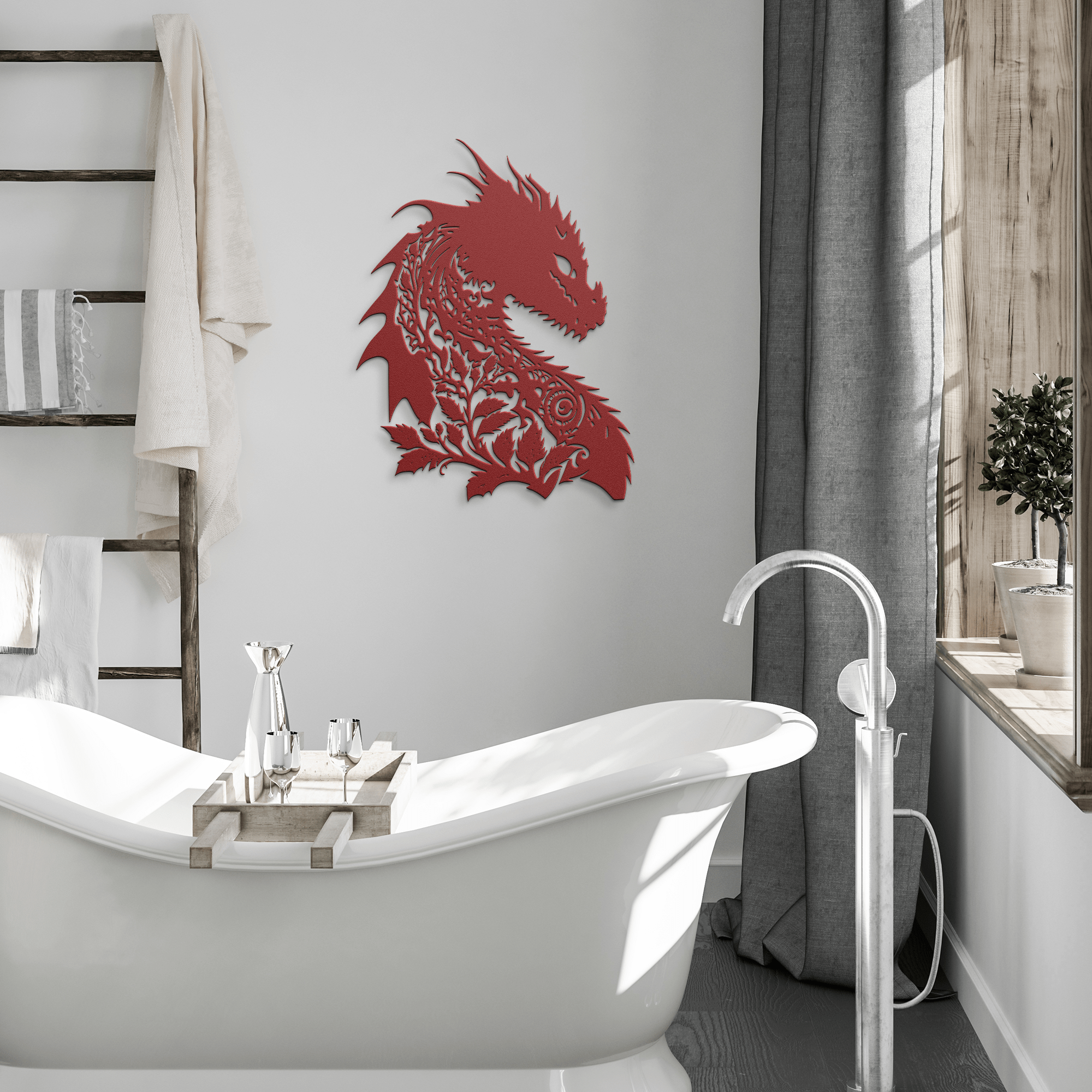 Floral Dragon Metal Sign - Cool Metal Signs