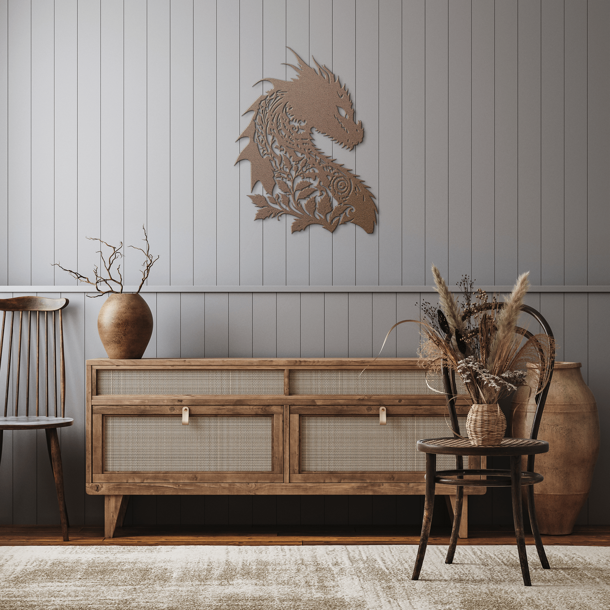 Floral Dragon Metal Sign - Cool Metal Signs
