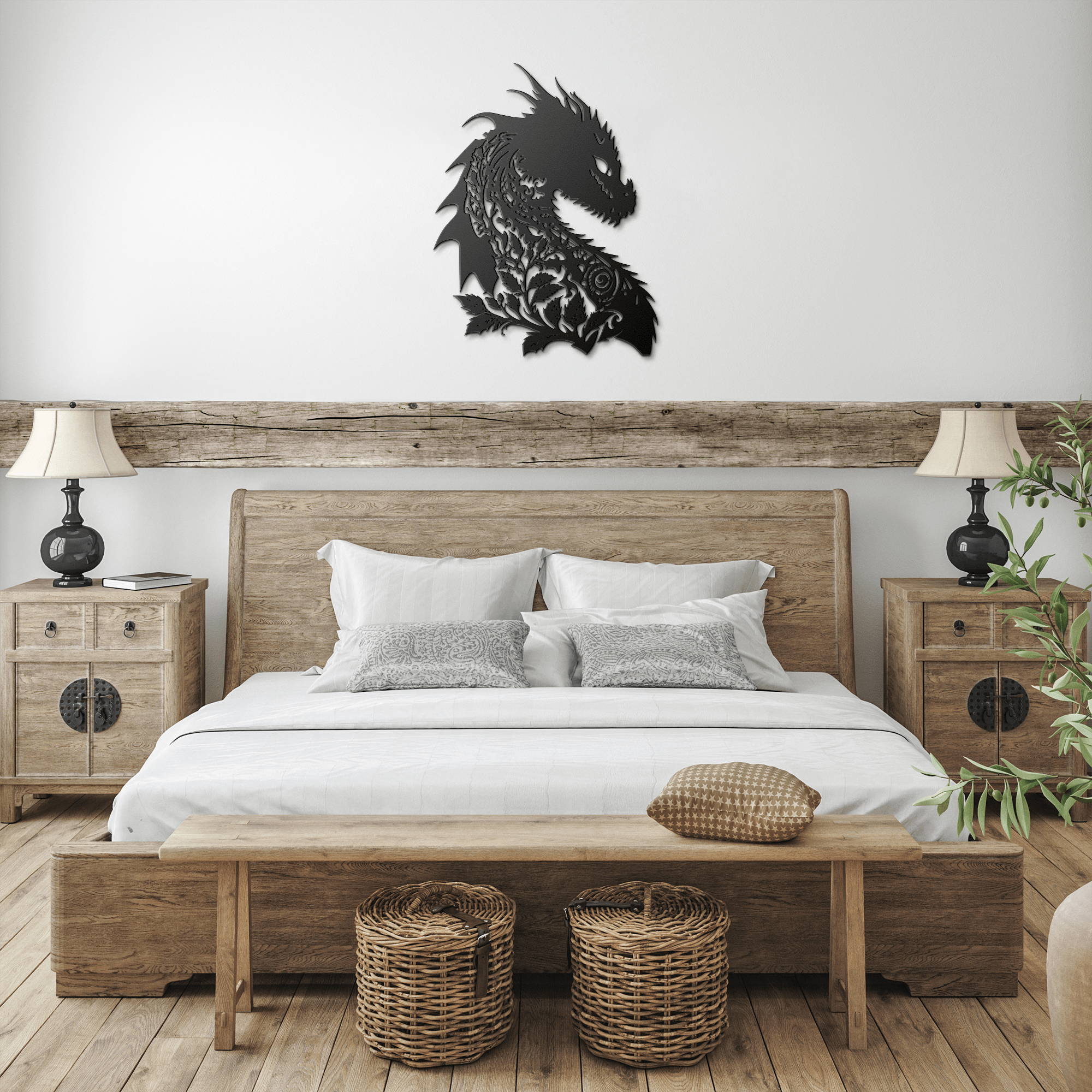 Floral Dragon Metal Sign - Cool Metal Signs