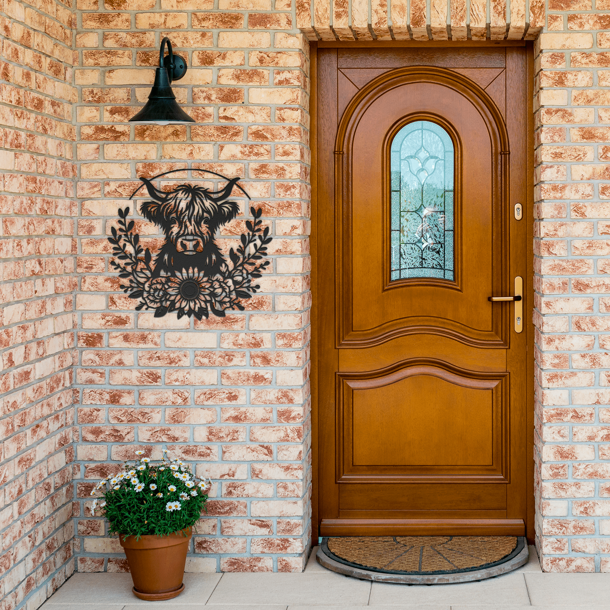 Floral Highland Cow Metal Sign - Cool Metal Signs