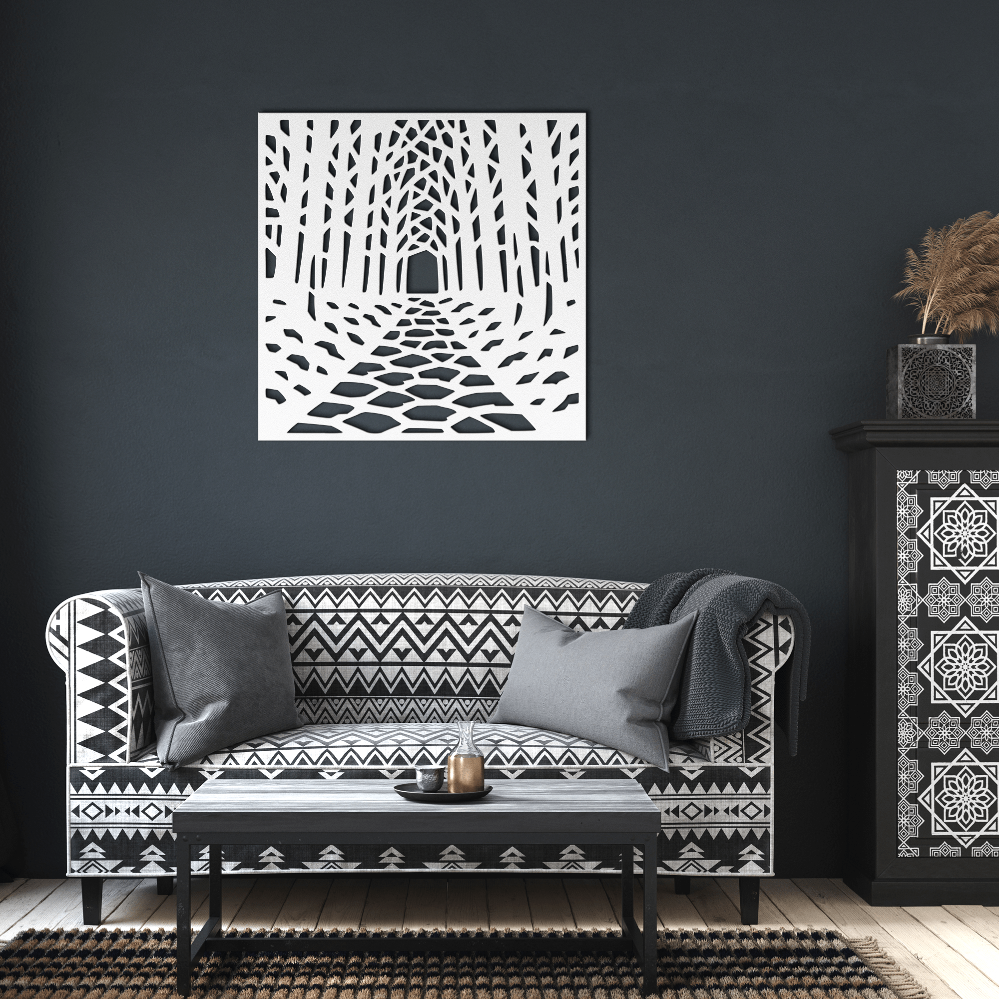 Geometric Forest Metal Sign - Cool Metal Signs