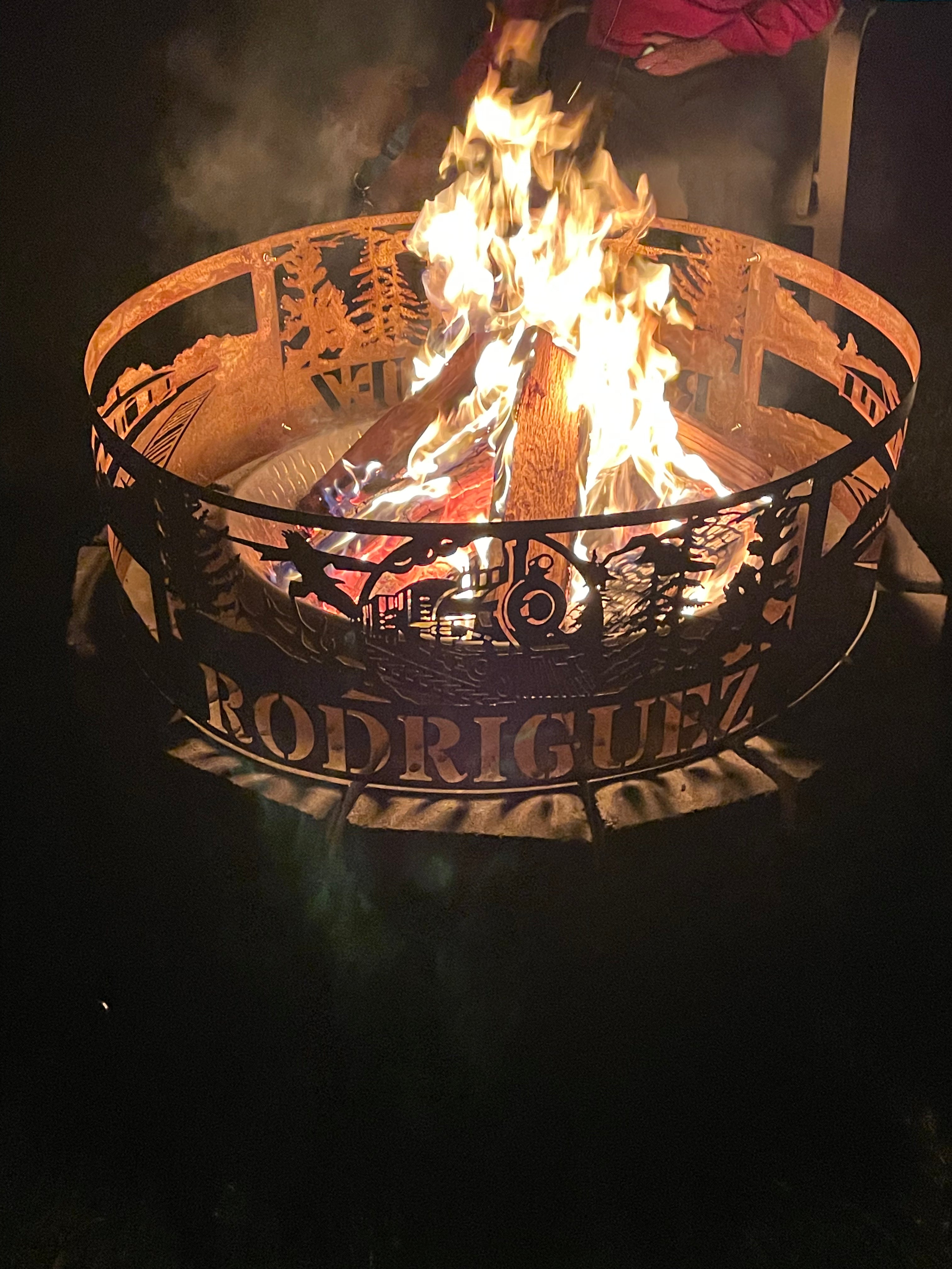 Personalized Train Scene Fire Pit Ring