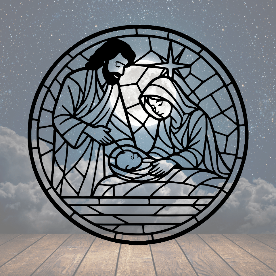 Mosaic Nativity Metal Sign - Cool Metal Signs