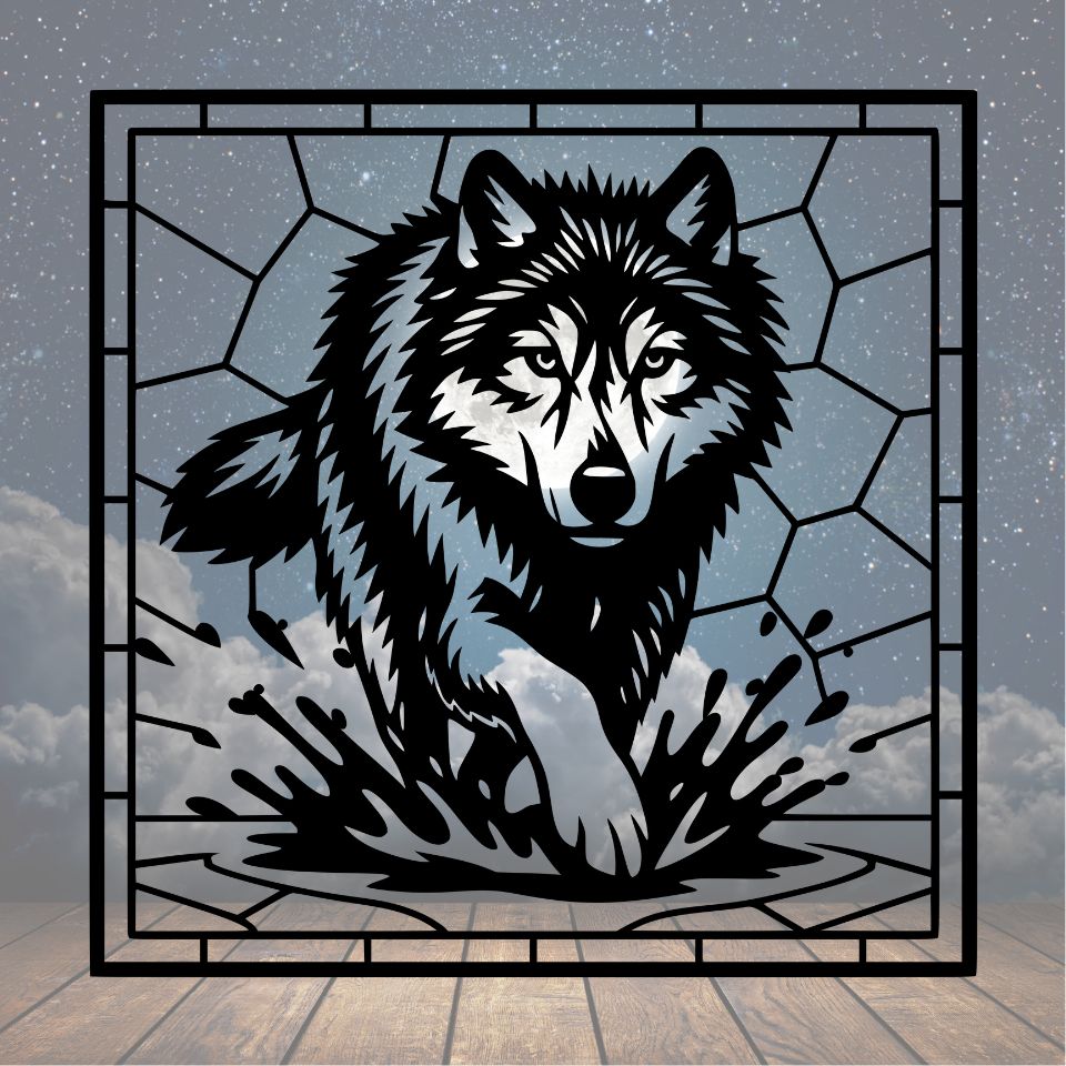 Mosaic Wolf Metal Sign - Cool Metal Signs