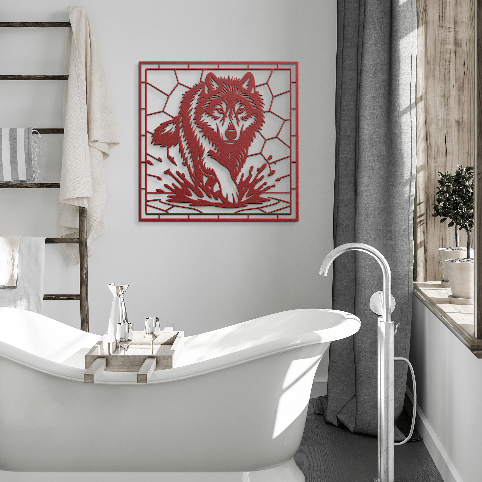 Mosaic Wolf Metal Sign - Cool Metal Signs