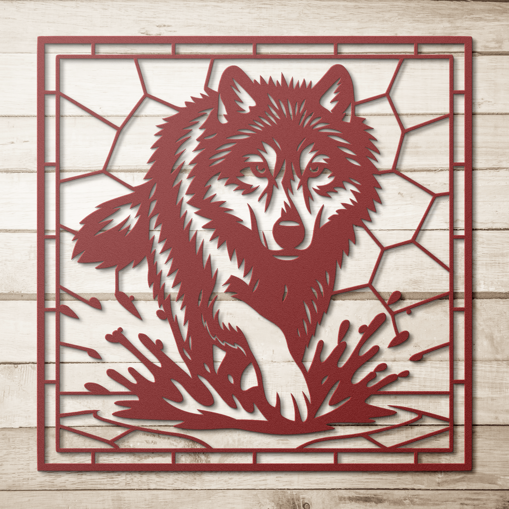 Mosaic Wolf Metal Sign - Cool Metal Signs