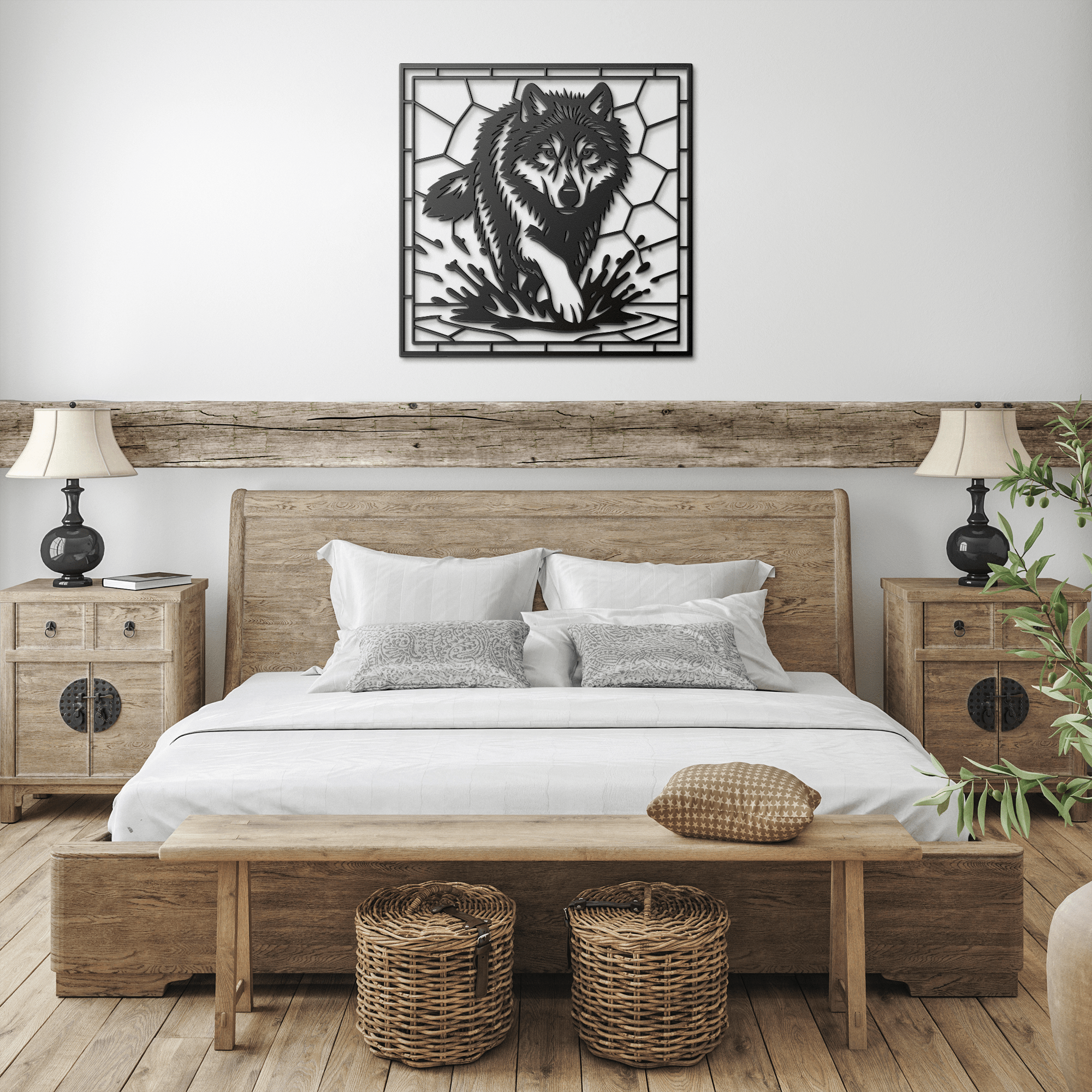 Mosaic Wolf Metal Sign - Cool Metal Signs