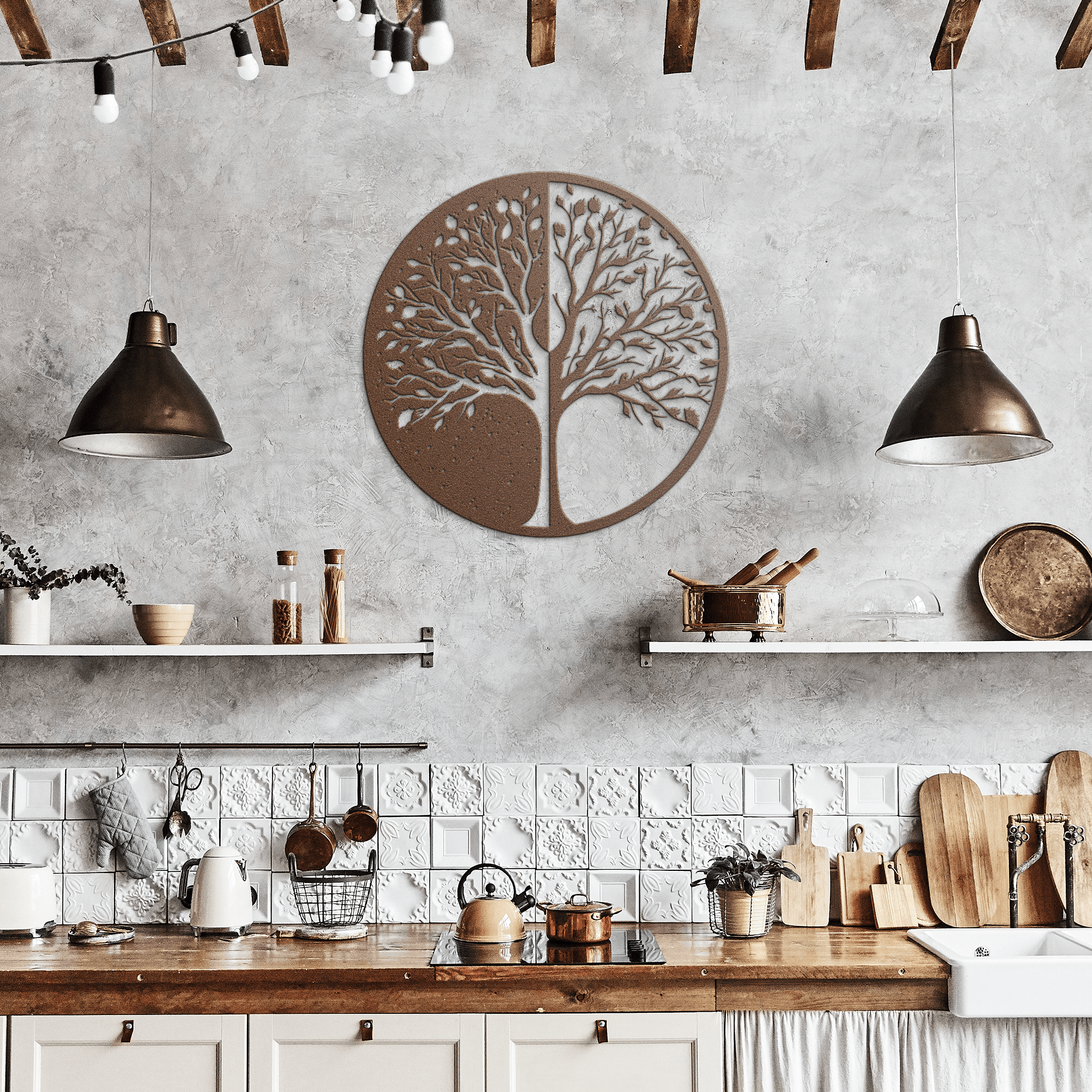 Night and Day Tree Metal Sign - Cool Metal Signs