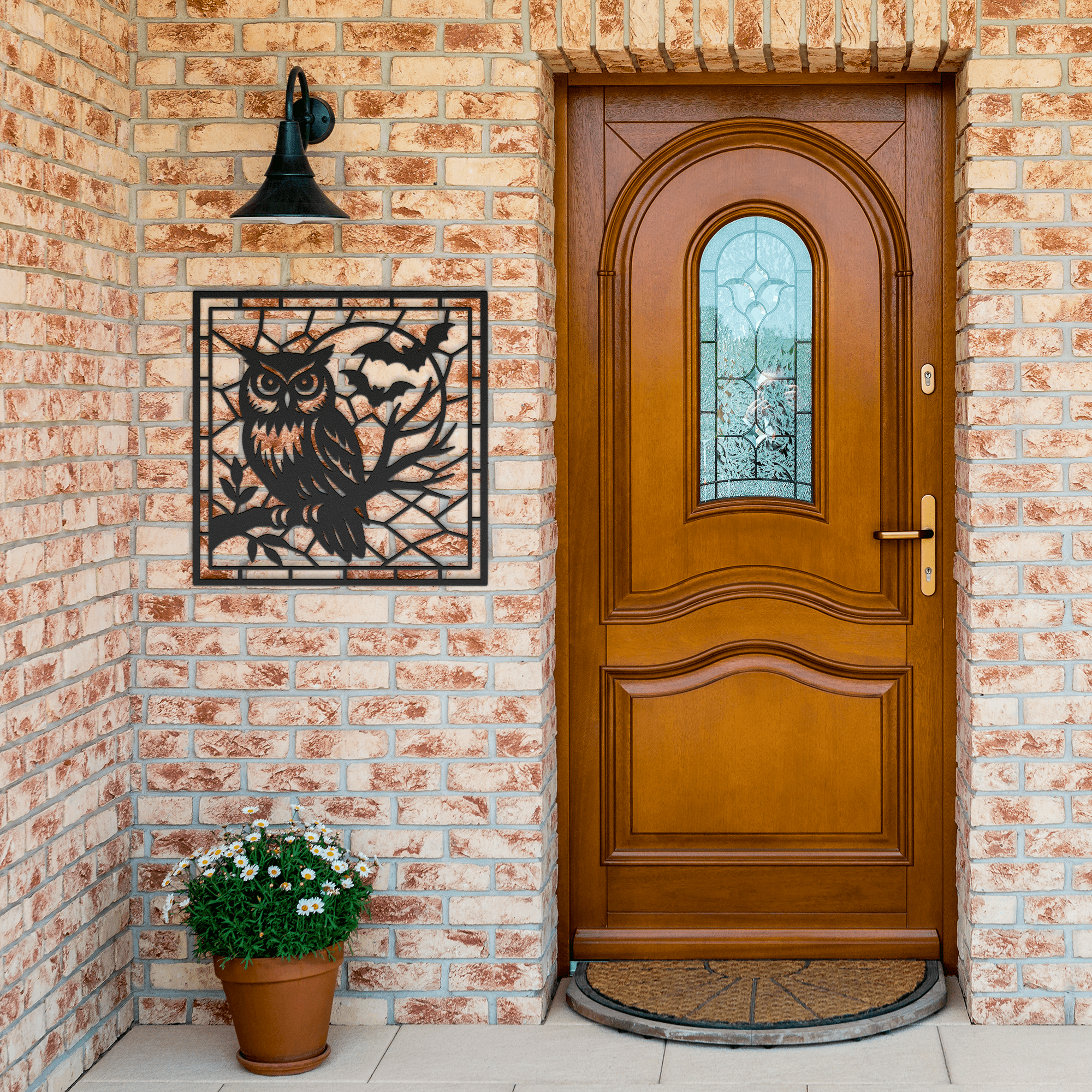 Owl in the Moon Mosaic Metal Sign - Cool Metal Signs