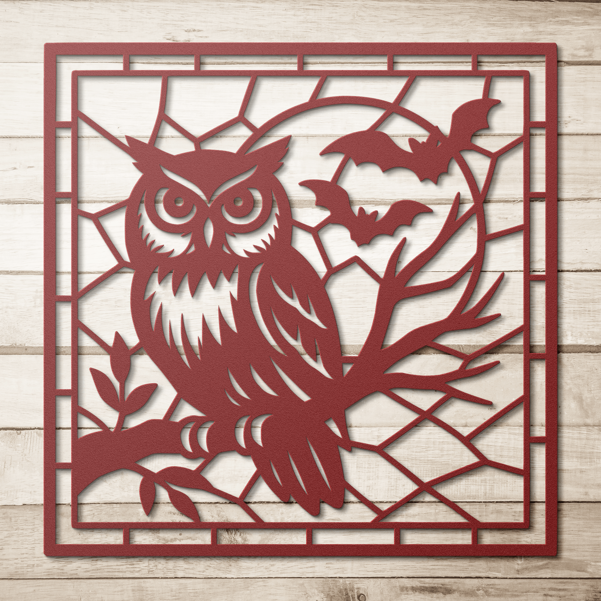 Owl in the Moon Mosaic Metal Sign - Cool Metal Signs