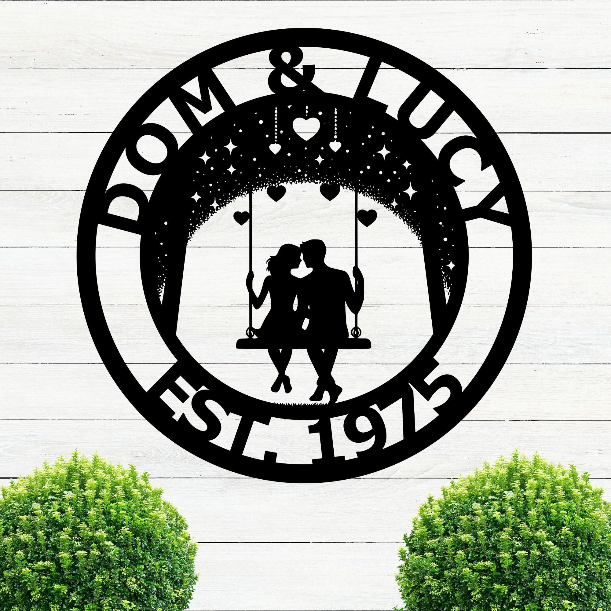 Personalized Couple on a Swing - Cool Metal Signs
