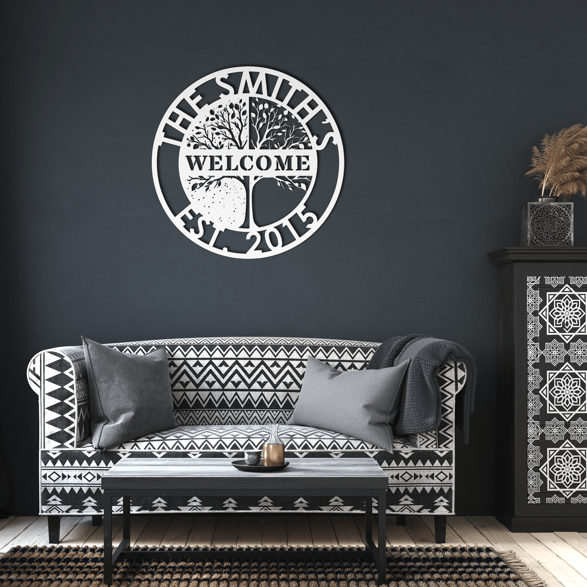 Personalized Day and Night Tree Metal Sign - Cool Metal Signs