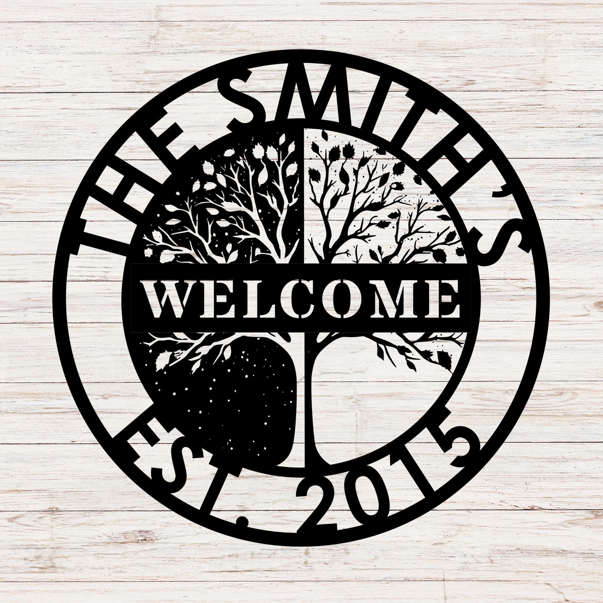 Personalized Day and Night Tree Metal Sign - Cool Metal Signs