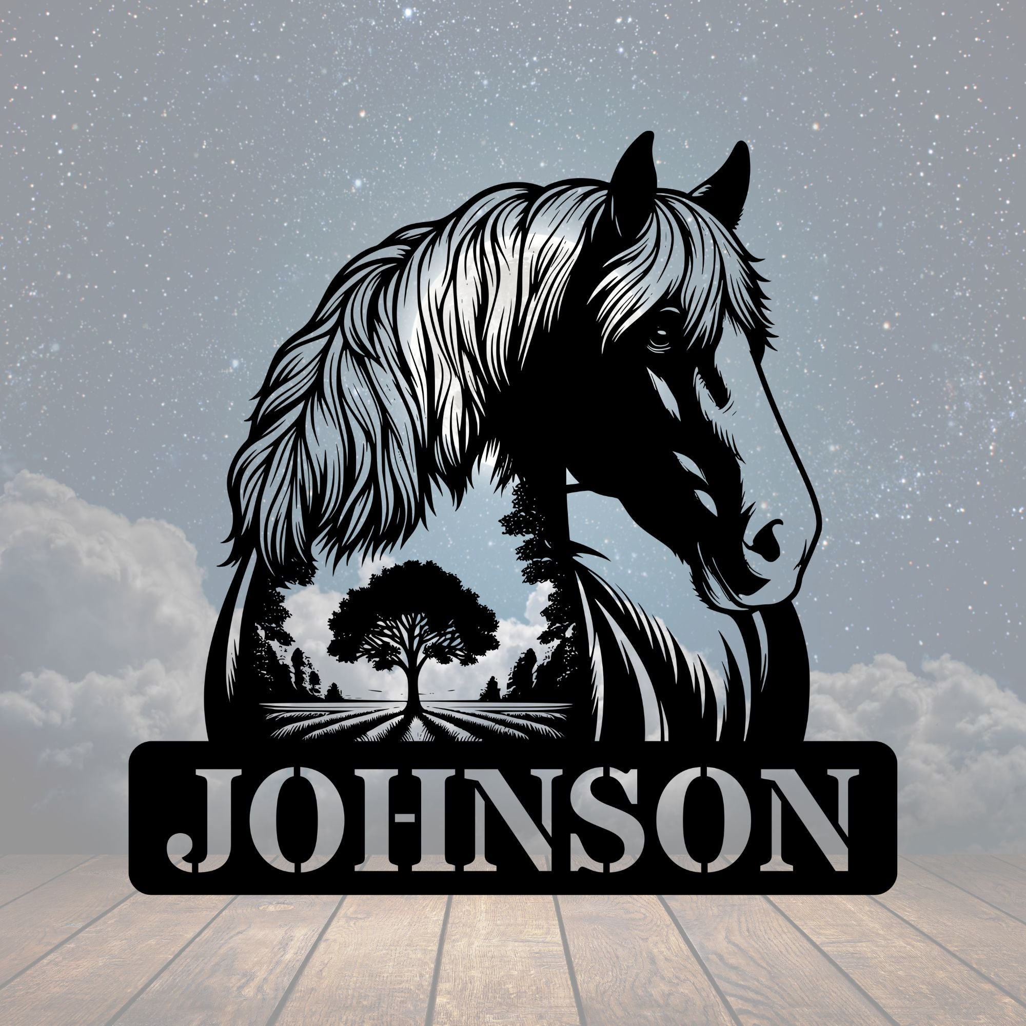 Personalized Horse Scene Sign - Cool Metal Signs