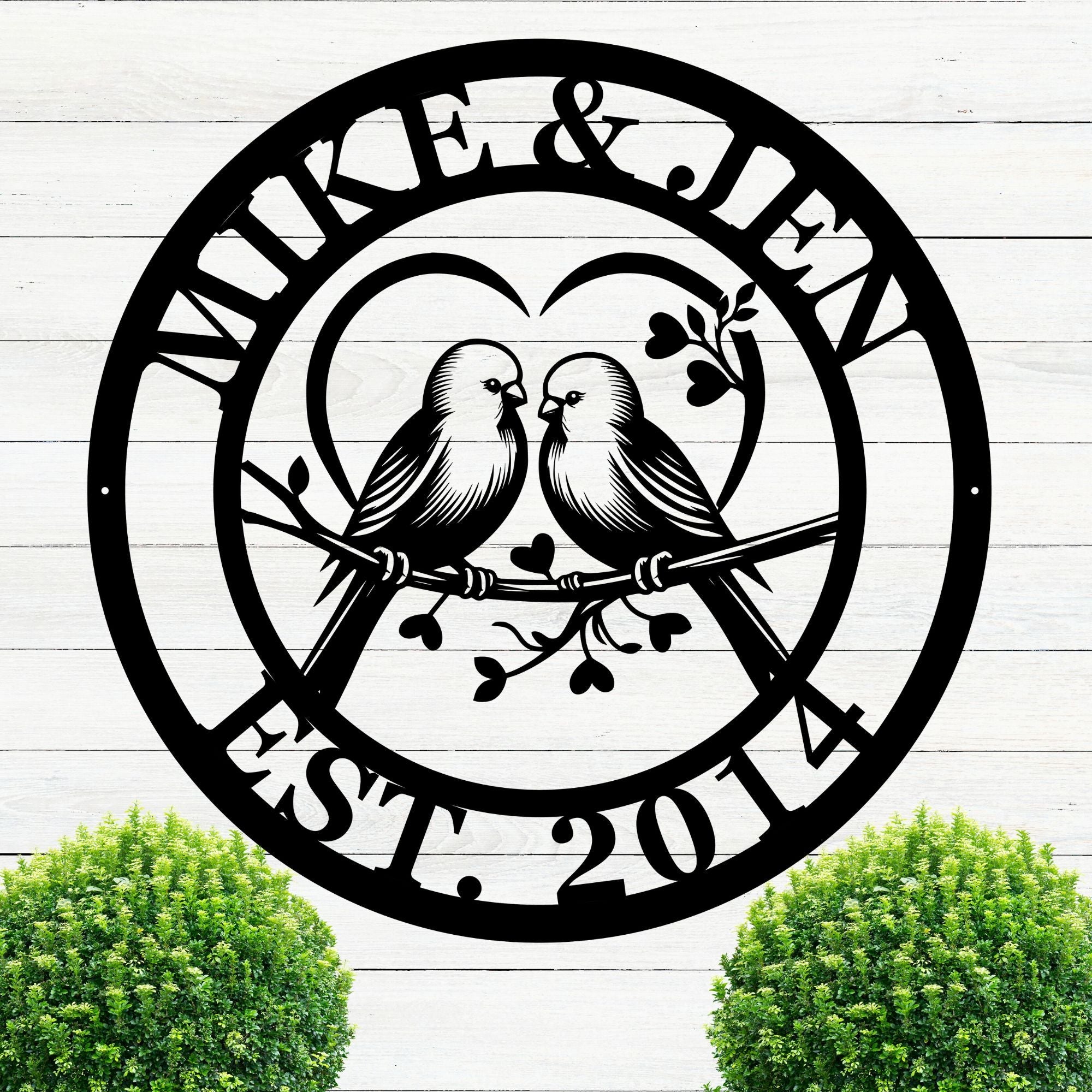 Personalized Love Birds Metal Sign - Cool Metal Signs