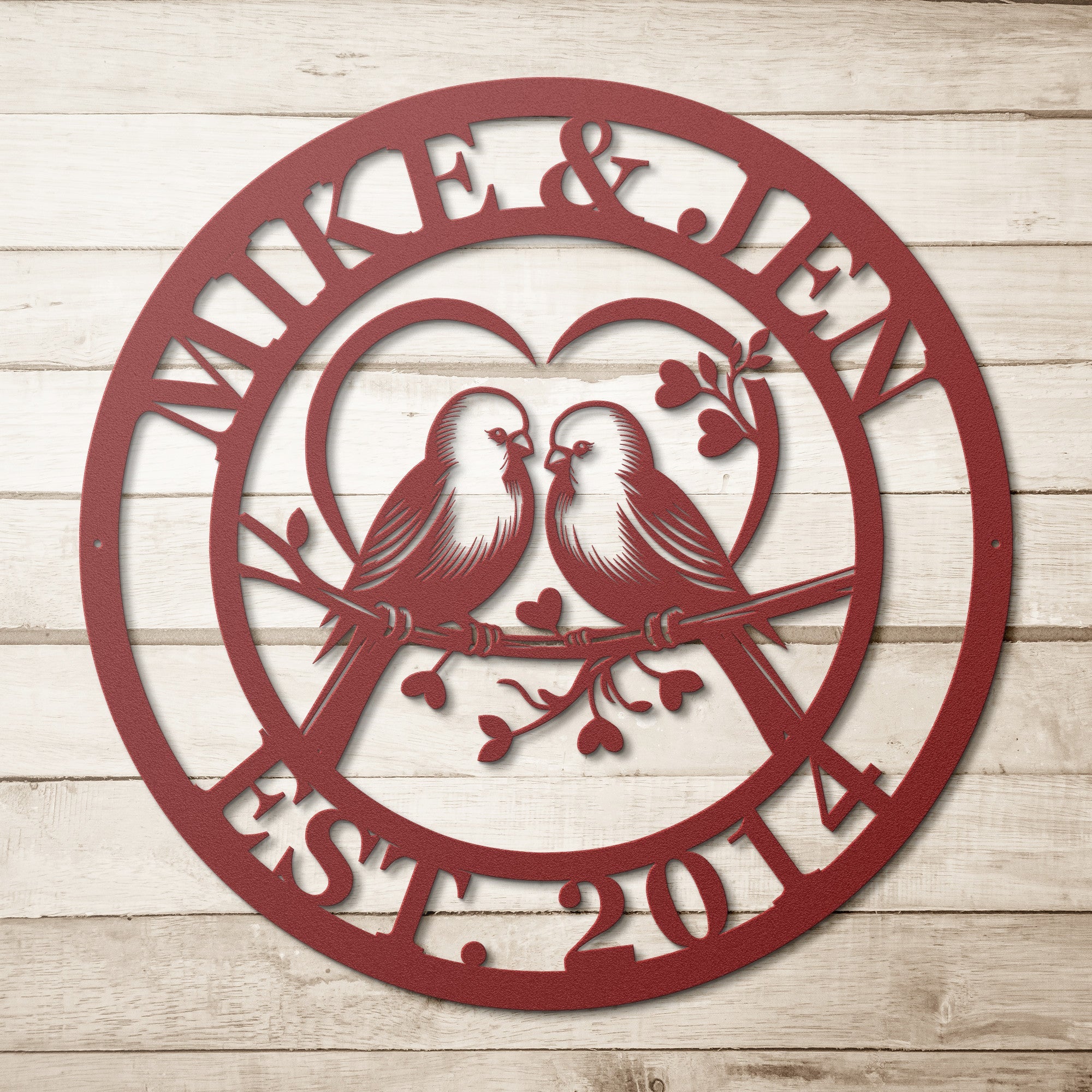Personalized Love Birds Metal Sign - Cool Metal Signs