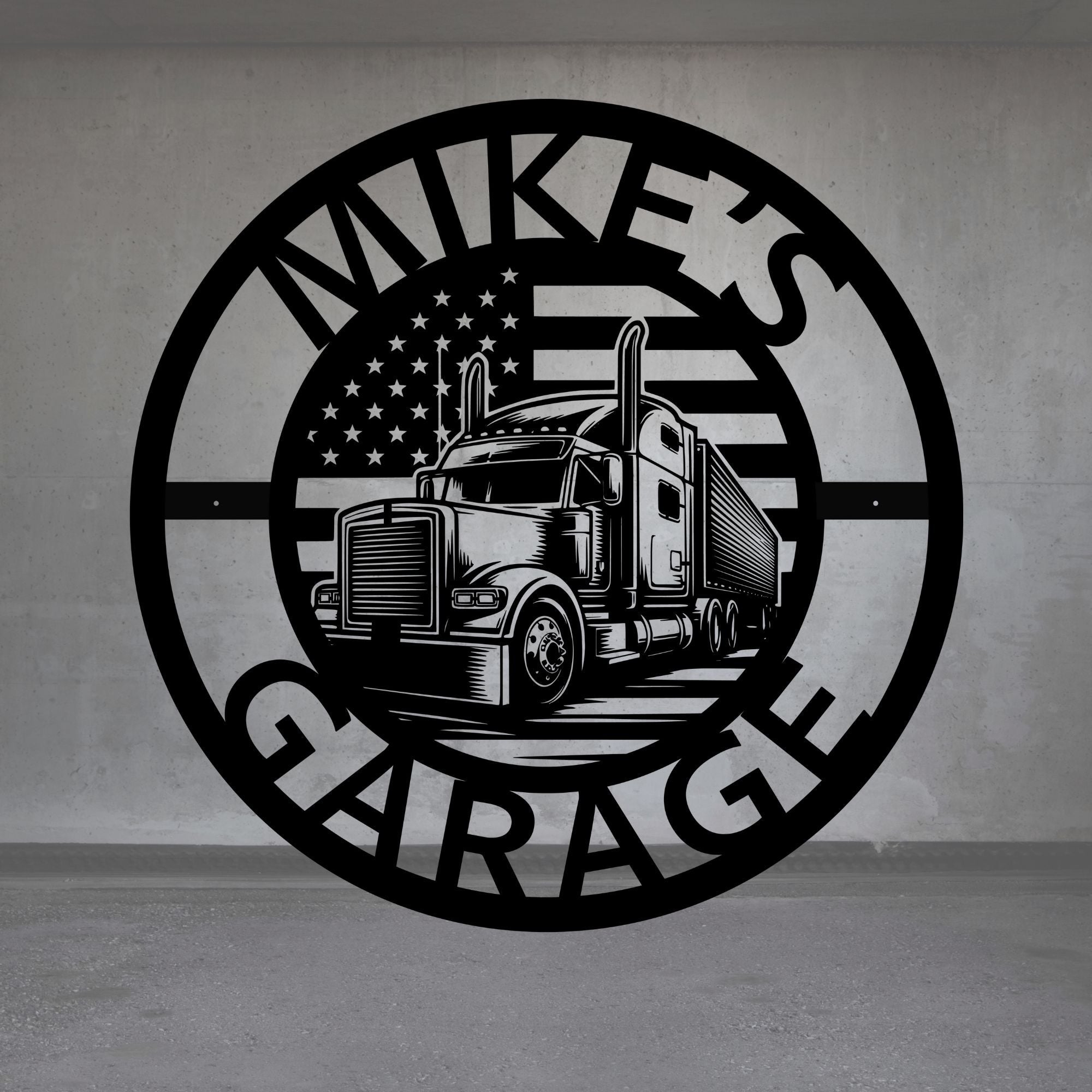 Personalized Semi Truck Round Metal Sign - Cool Metal Signs