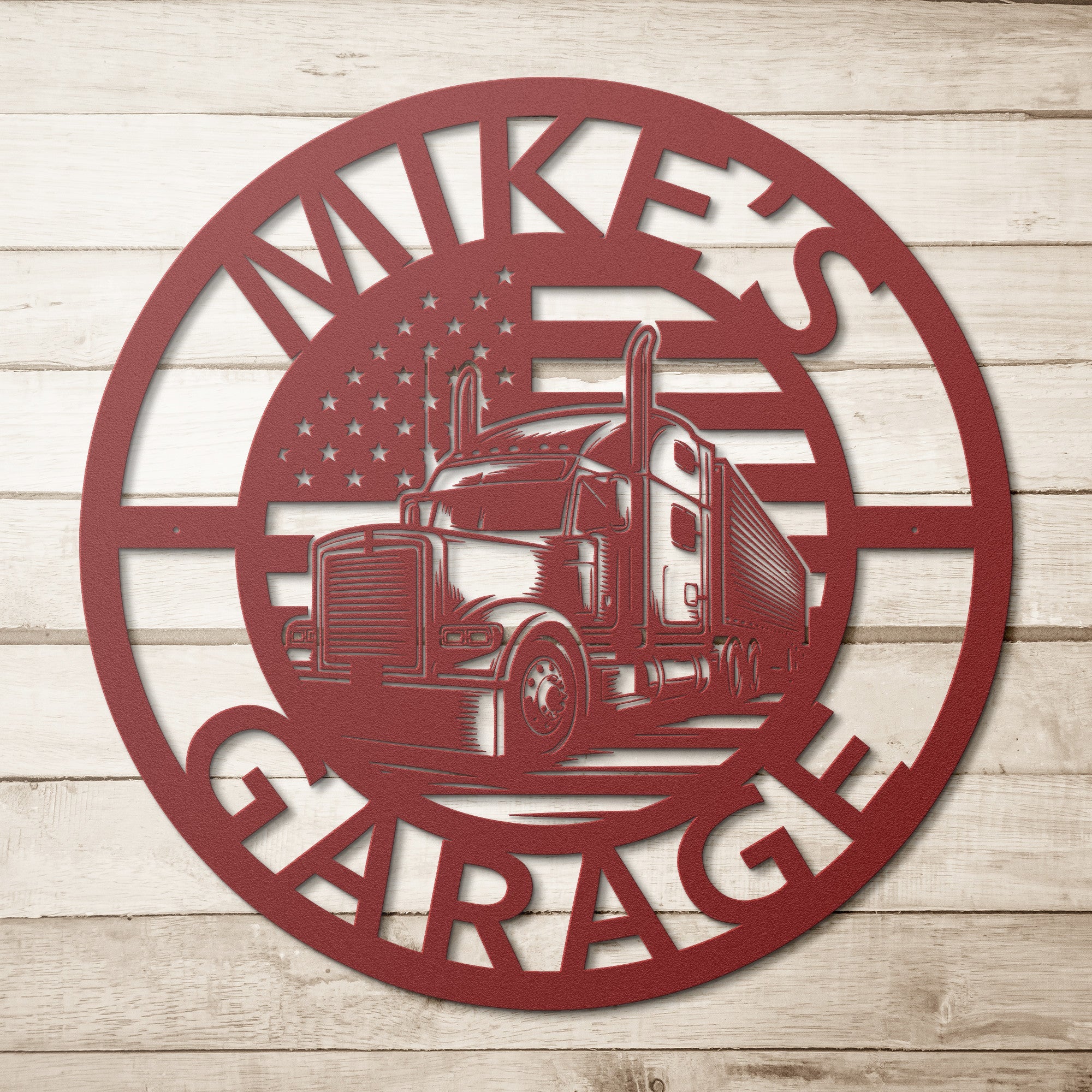 Personalized Semi Truck Round Metal Sign - Cool Metal Signs