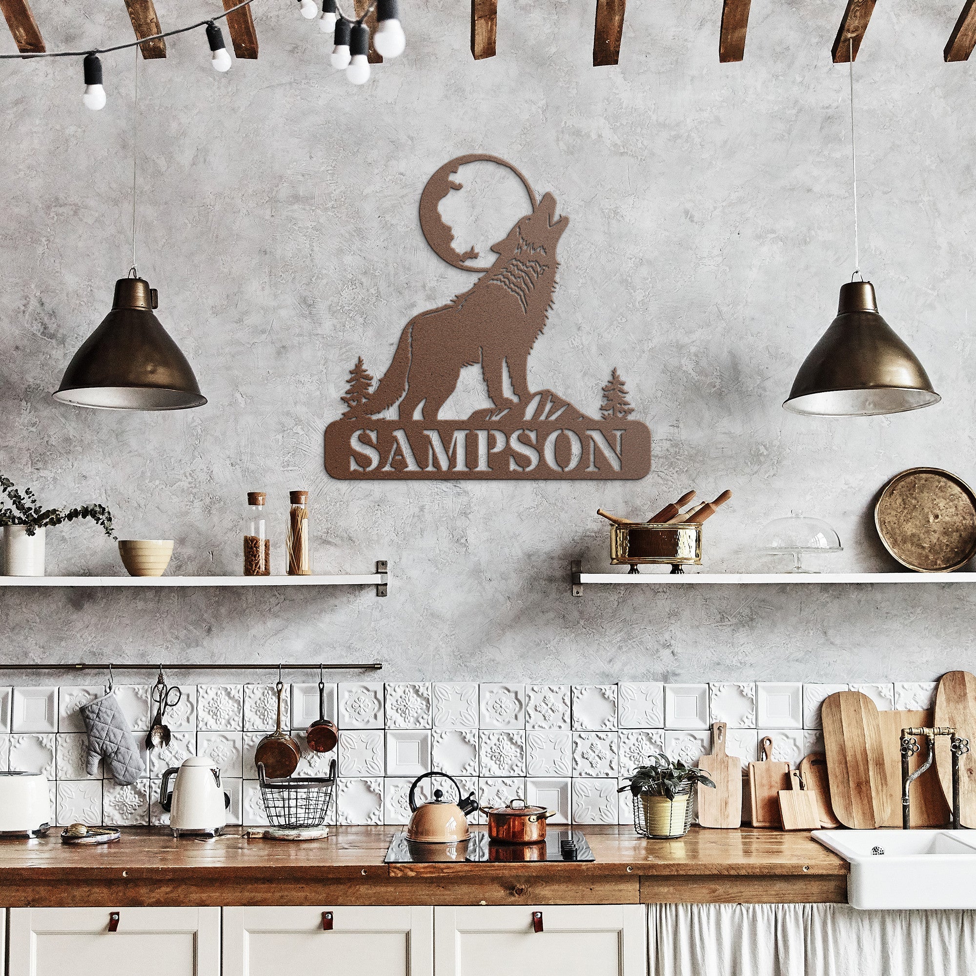 Personalized Wolf Moon Sign - Cool Metal Signs