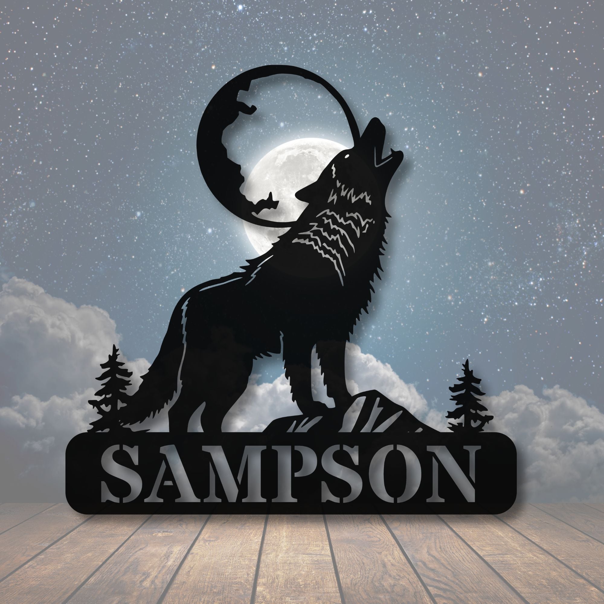 Personalized Wolf Moon Sign - Cool Metal Signs