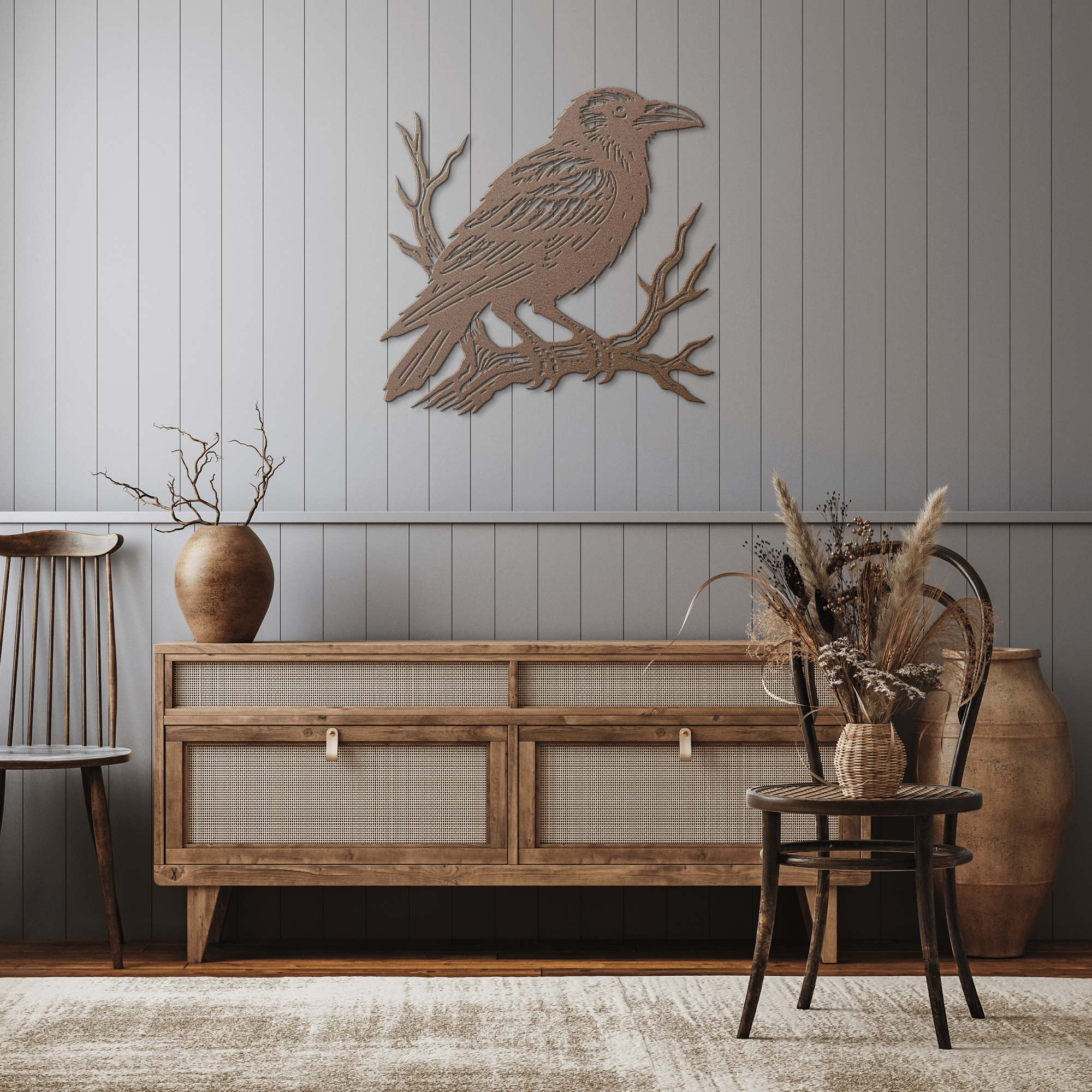 Raven on a Branch Sign - Cool Metal Signs