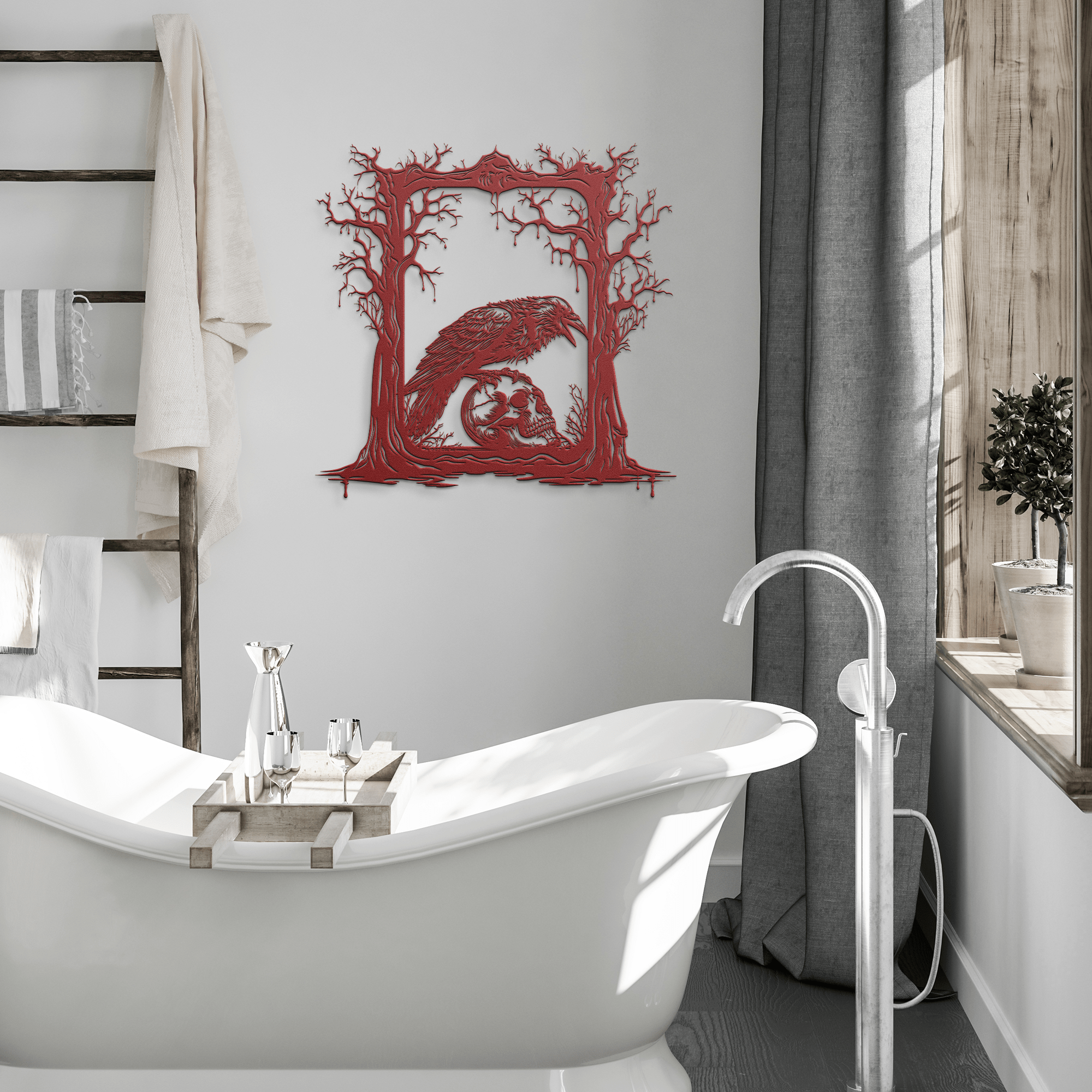 Raven Skull Frame Metal Sign - Cool Metal Signs