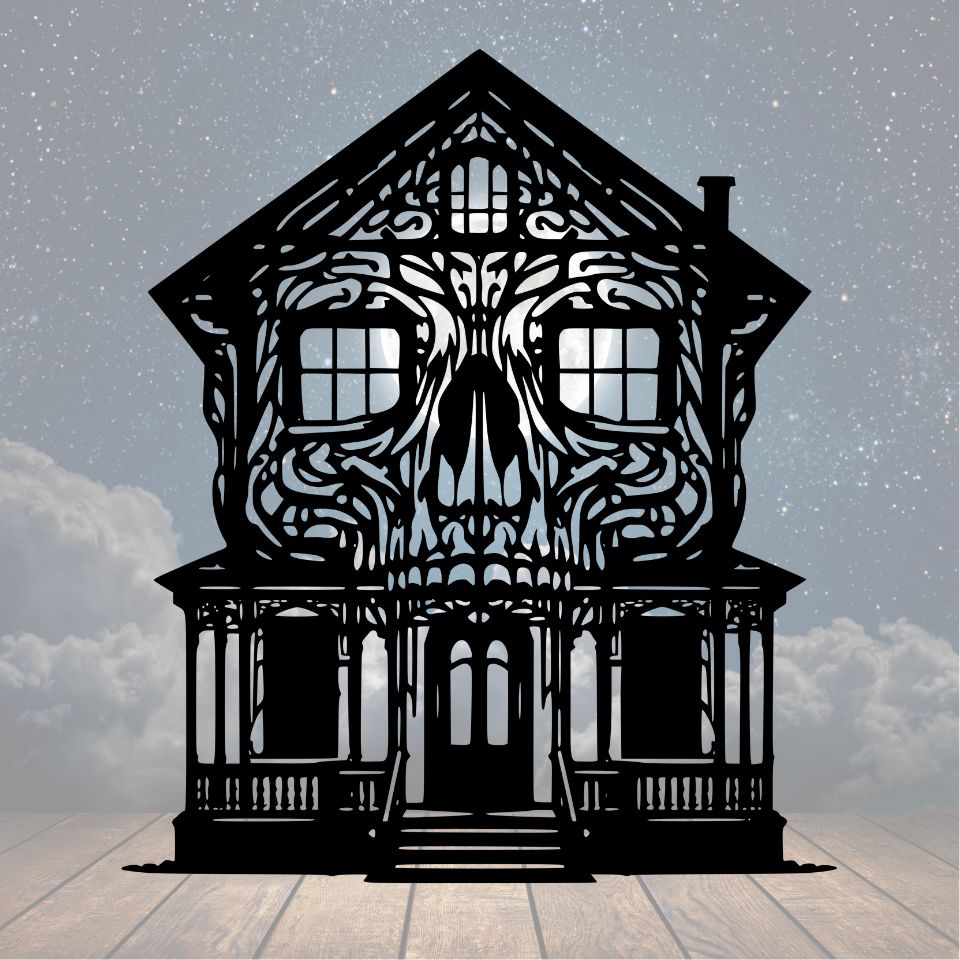 Skull House Metal Sign - Cool Metal Signs