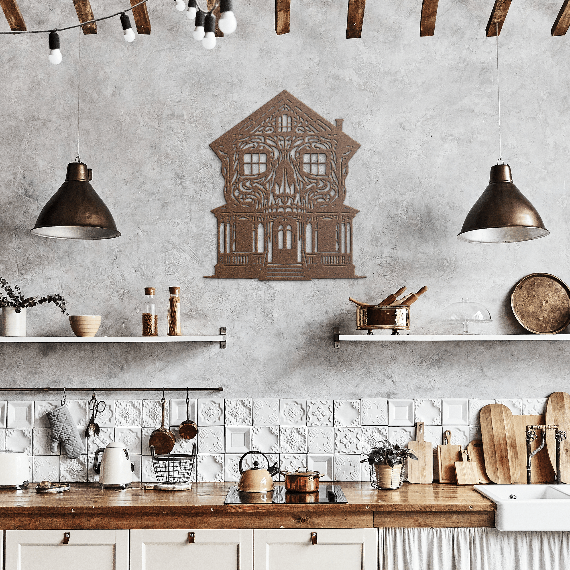 Skull House Metal Sign - Cool Metal Signs