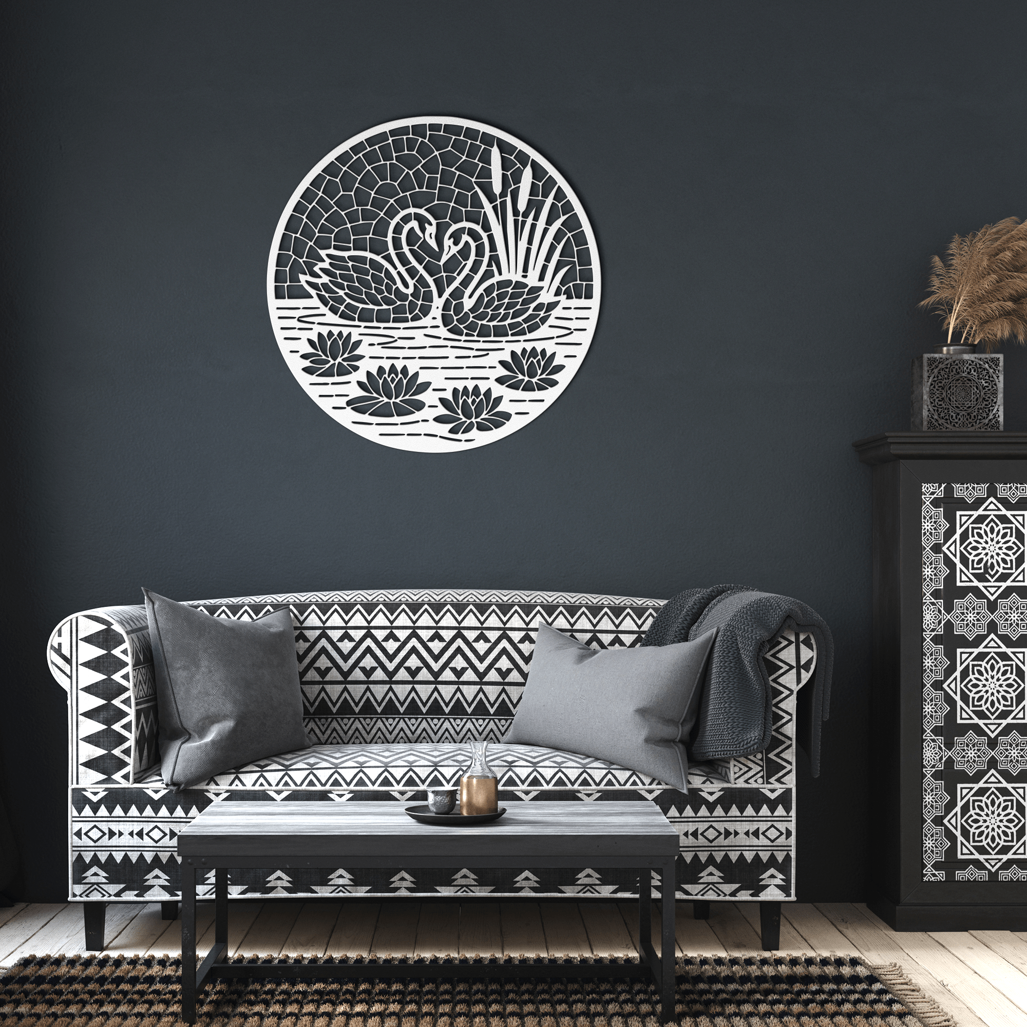 Swans in a pond Metal Sign - Cool Metal Signs