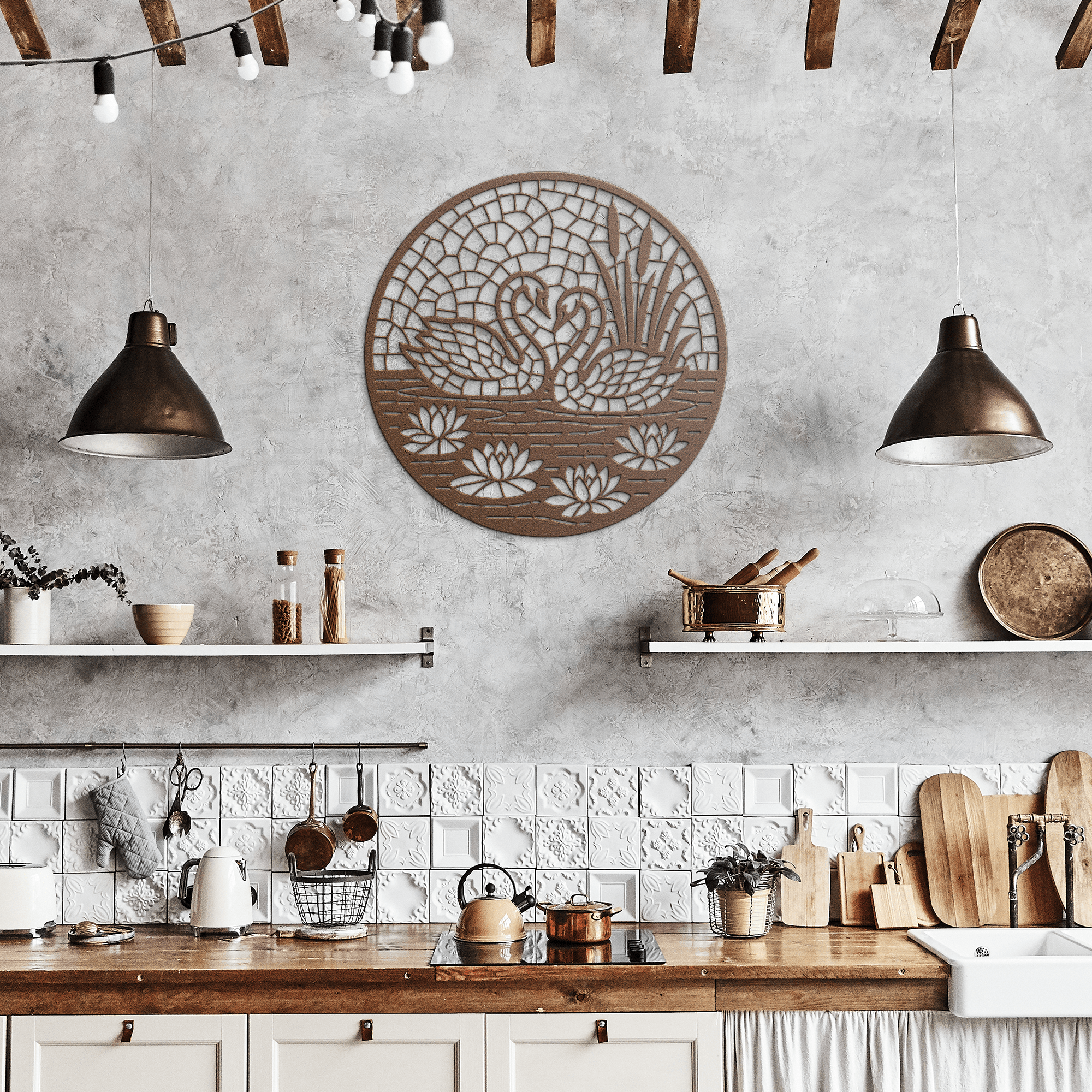 Swans in a pond Metal Sign - Cool Metal Signs