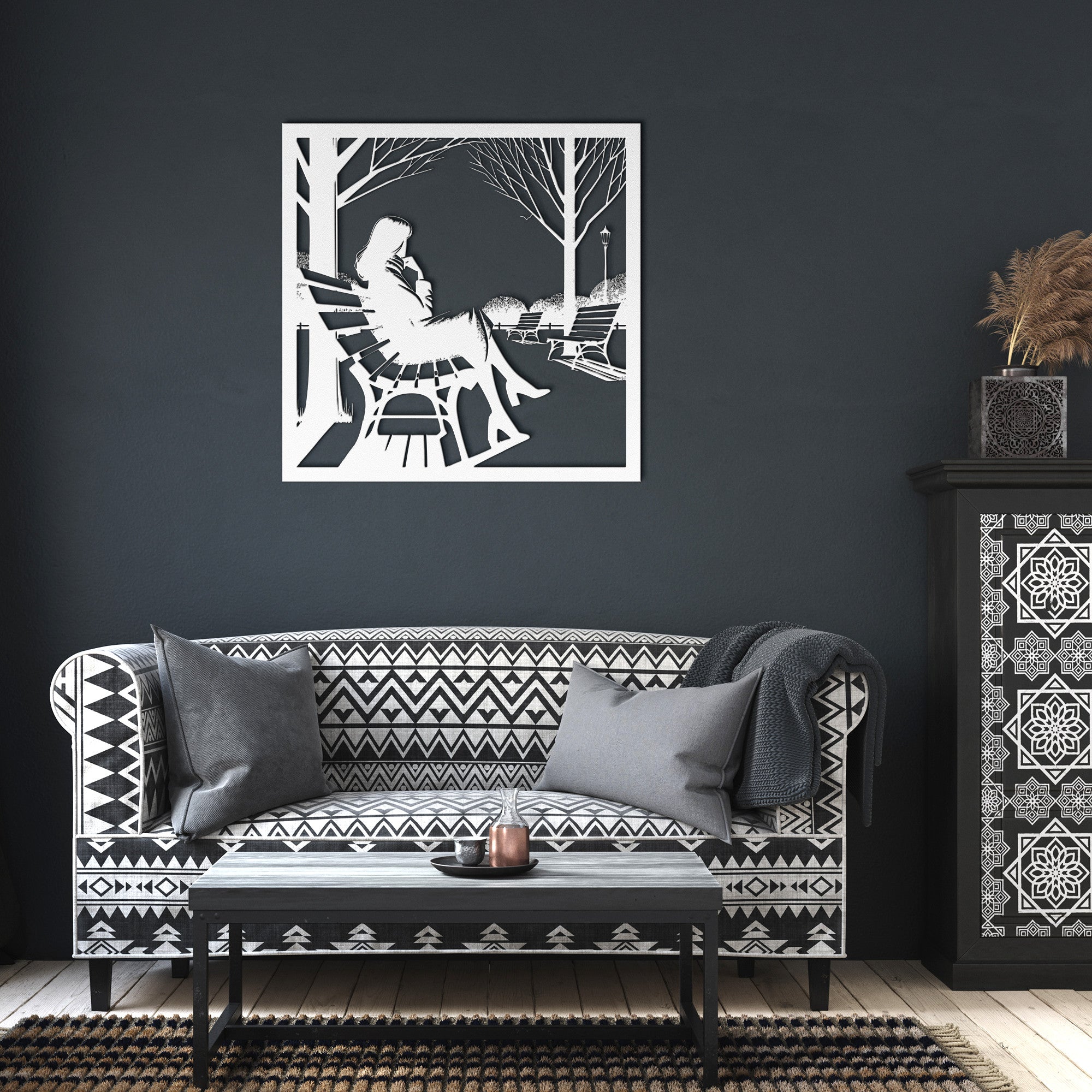 Woman on a Bench Metal Sign - Cool Metal Signs