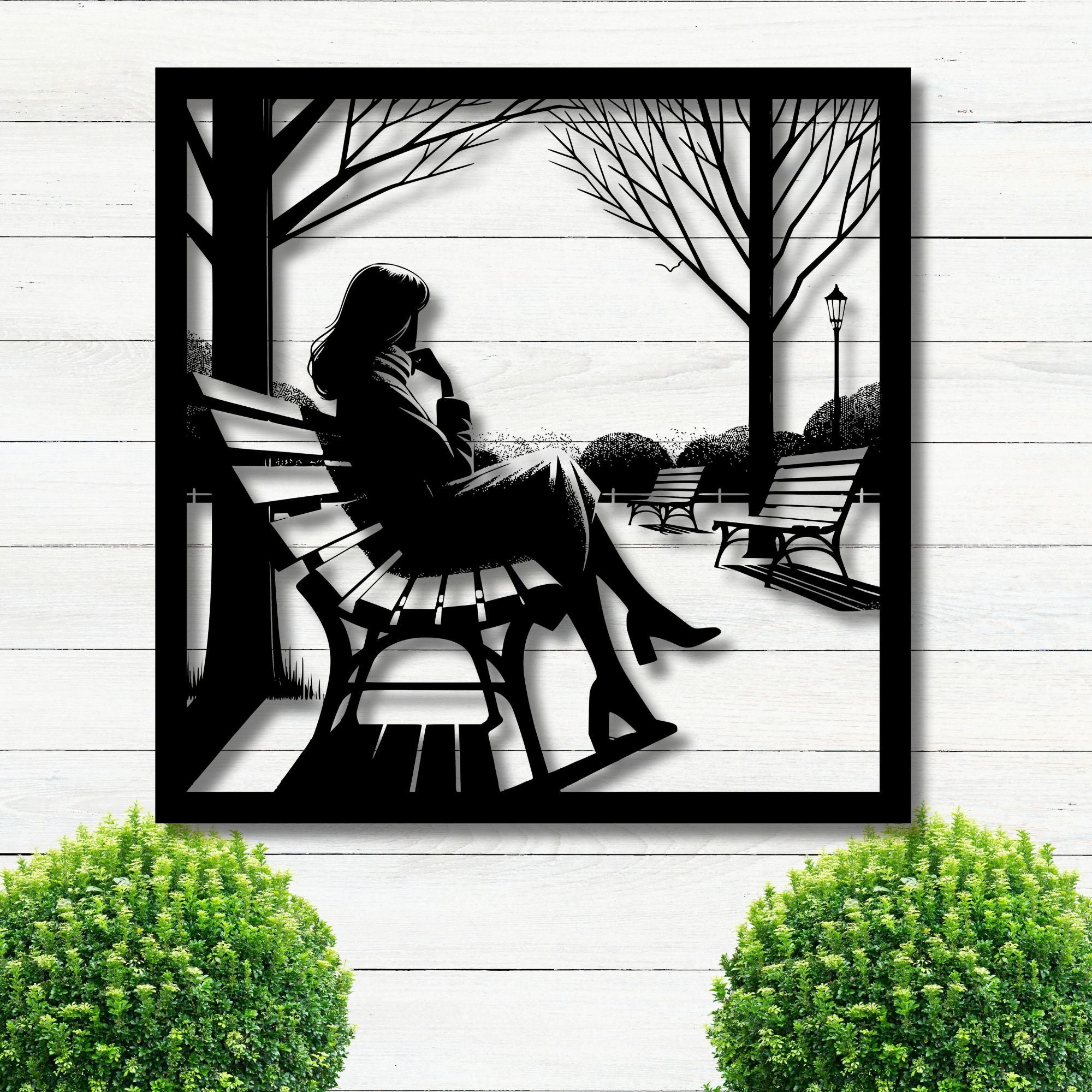 Woman on a Bench Metal Sign - Cool Metal Signs