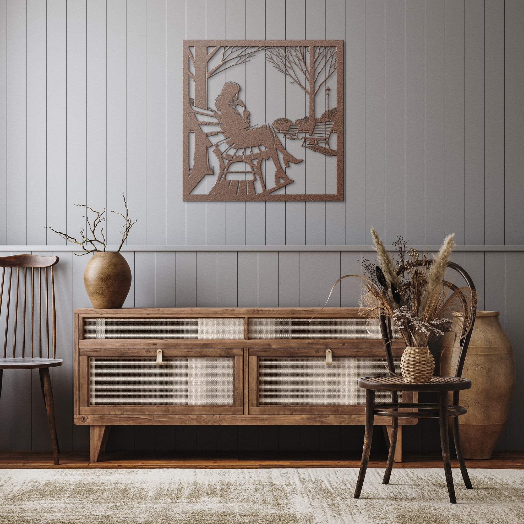 Woman on a Bench Metal Sign - Cool Metal Signs