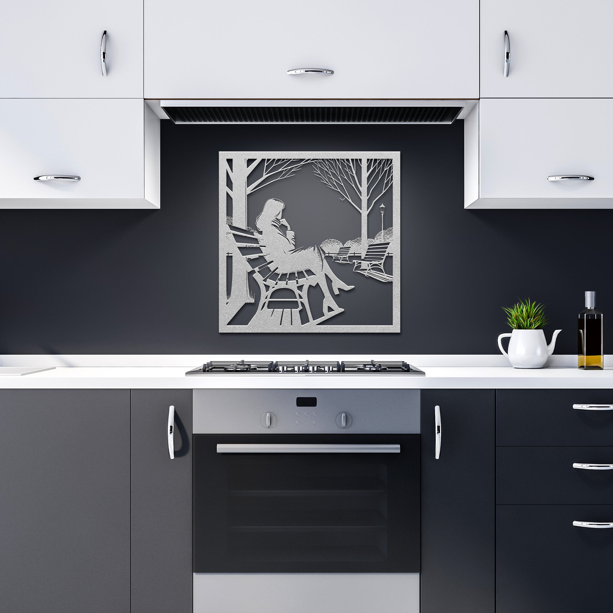 Woman on a Bench Metal Sign - Cool Metal Signs