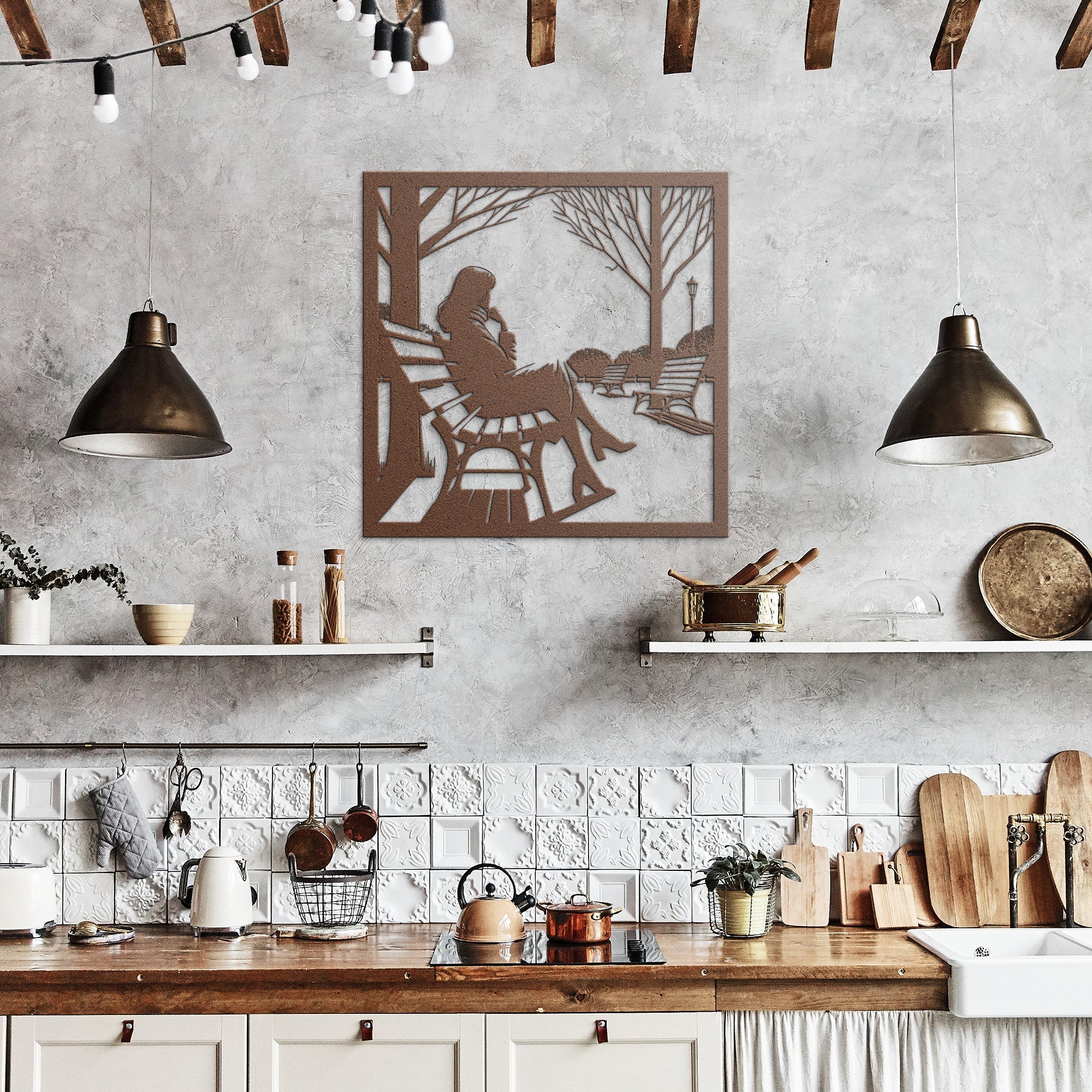 Woman on a Bench Metal Sign - Cool Metal Signs