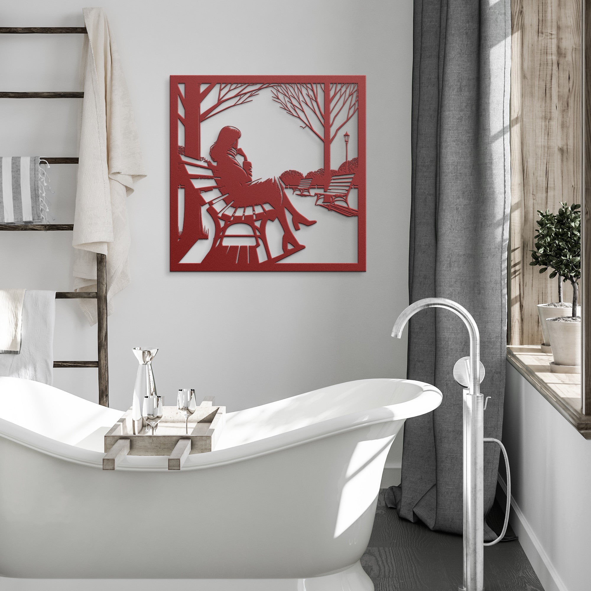 Woman on a Bench Metal Sign - Cool Metal Signs