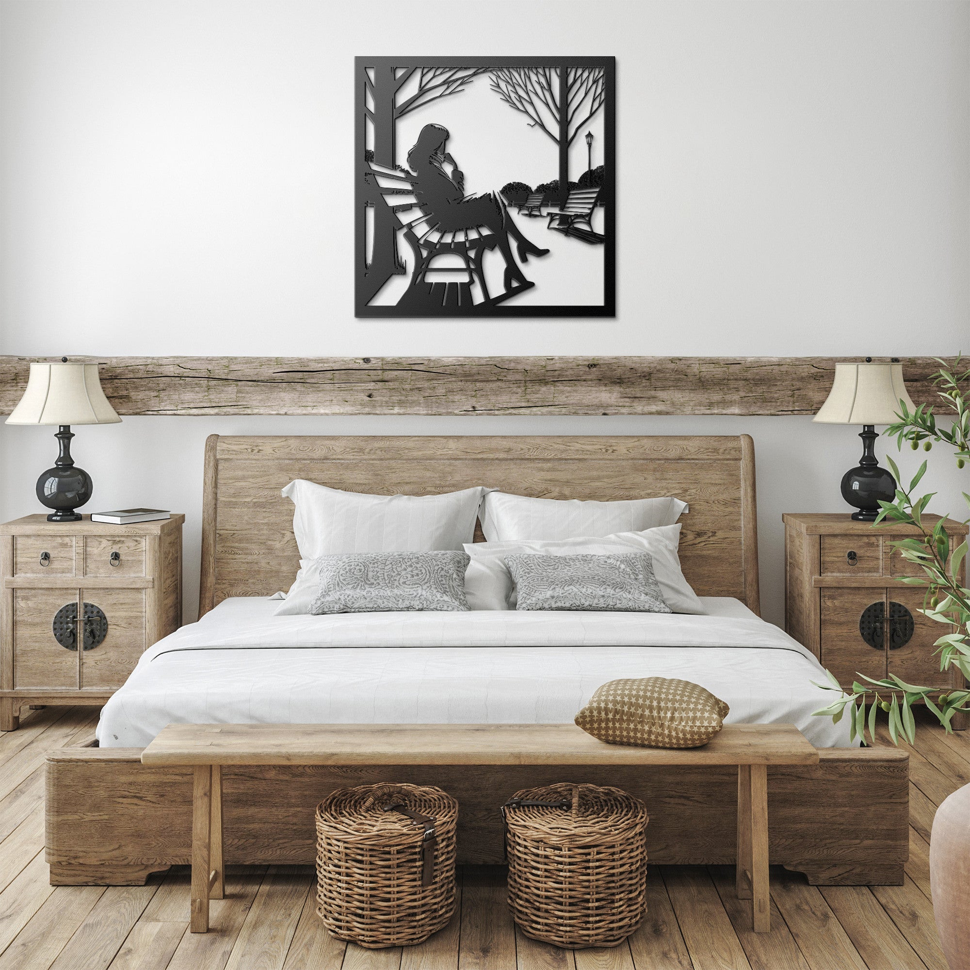 Woman on a Bench Metal Sign - Cool Metal Signs