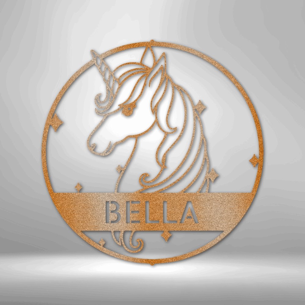 Cute Unicorn Monogram - Steel Sign - Cool Metal Signs