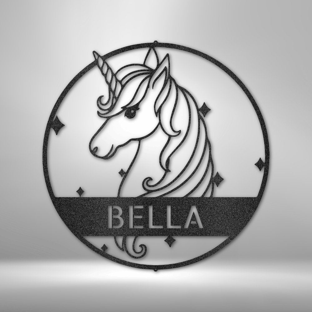 Cute Unicorn Monogram - Steel Sign - Cool Metal Signs
