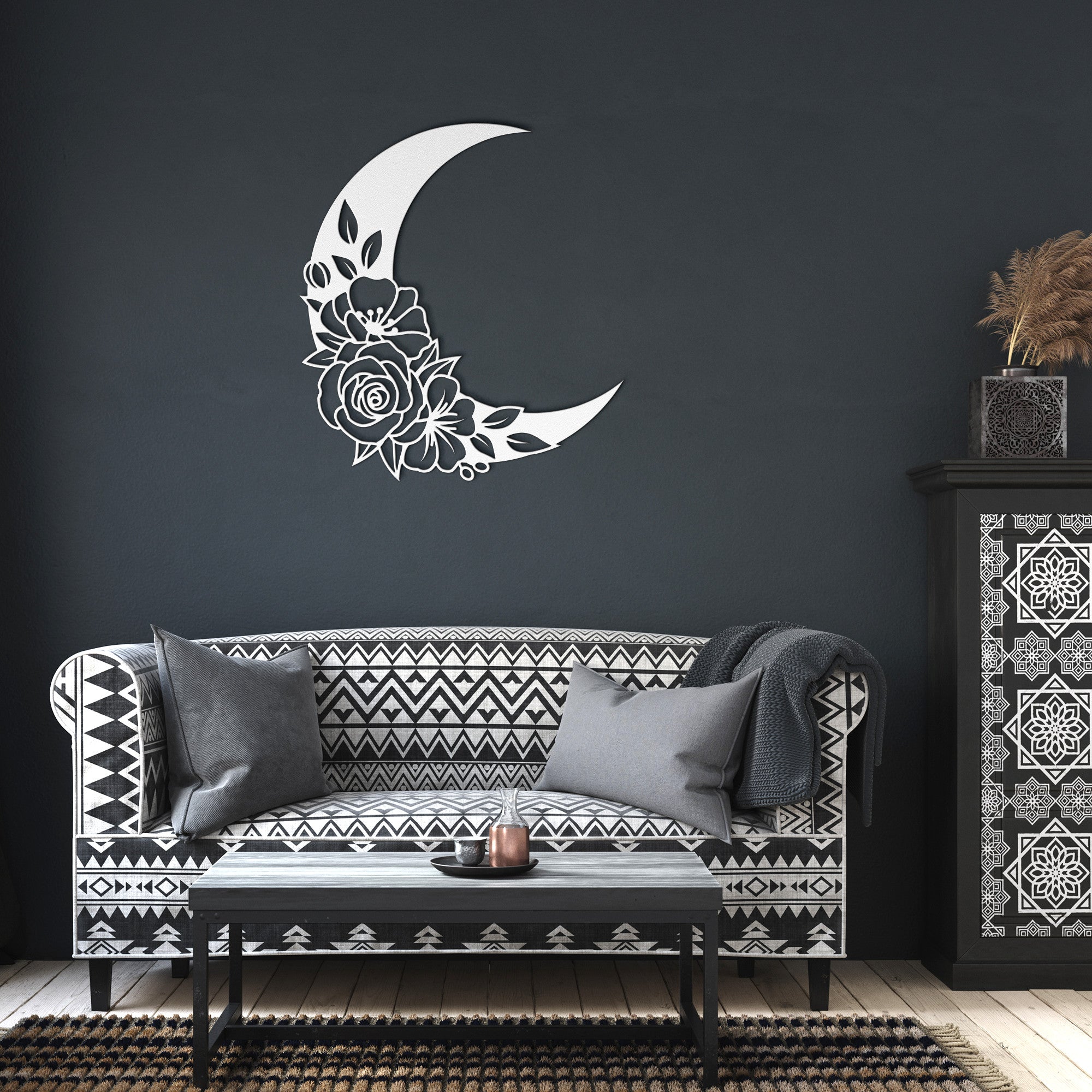 Daises Floral Moon Sign - Cool Metal Signs